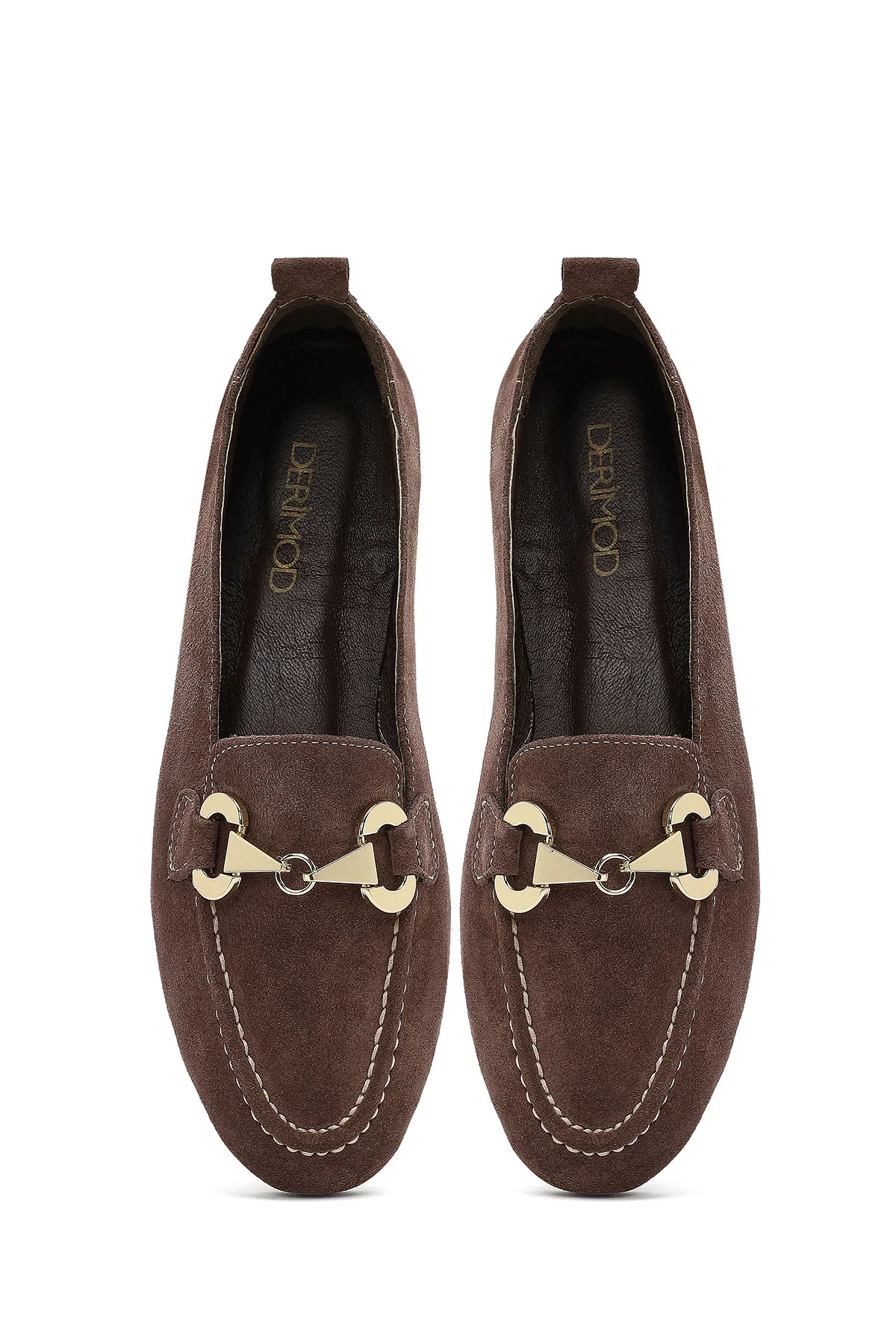 Kadın Vizon Tokalı Süet Deri Loafer - Image 7