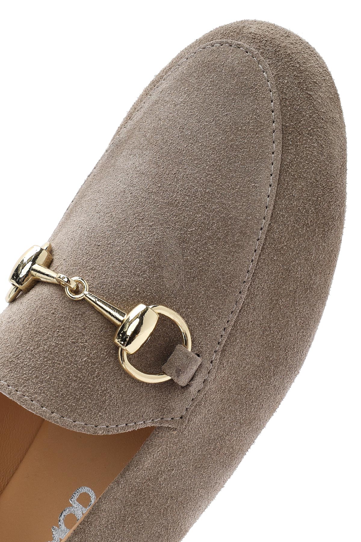 Kadın Vizon Tokalı Süet Deri Maskülen Loafer - Image 8