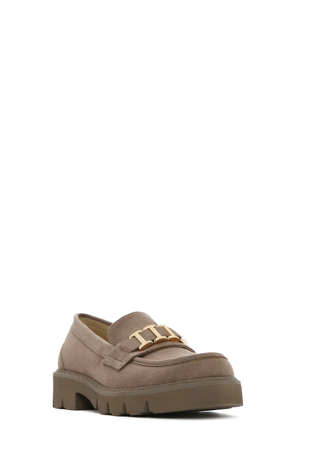 Kadın Vizon Tokalı Süet Maskülen Loafer - Image 6