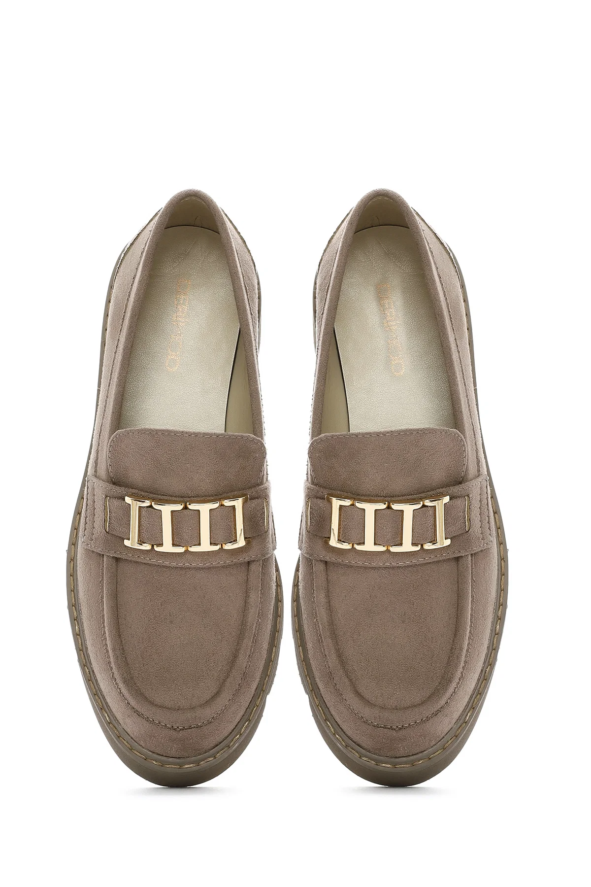 Kadın Vizon Tokalı Süet Maskülen Loafer - Image 7