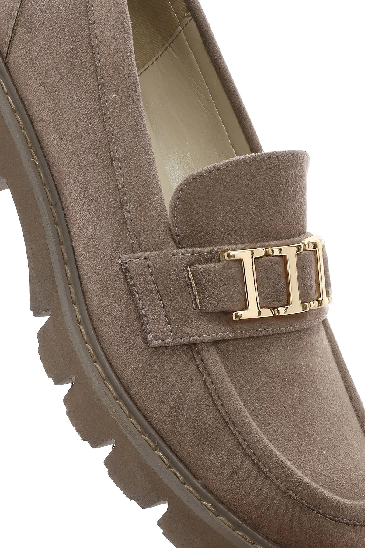 Kadın Vizon Tokalı Süet Maskülen Loafer - Image 9