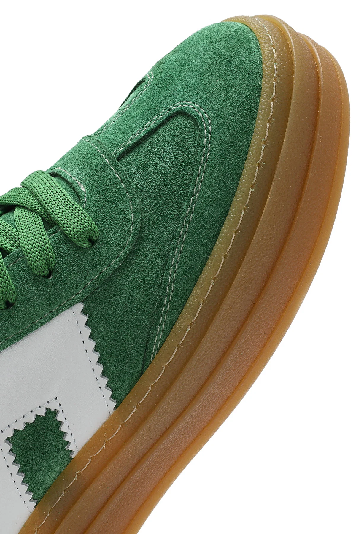Kadın Yeşil Bağcıklı Süet Deri Sneaker - Image 8