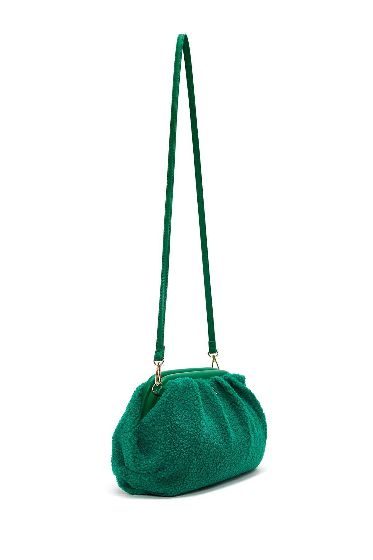 Kadın Yeşil Peluş Çapraz Çanta - Image 5
