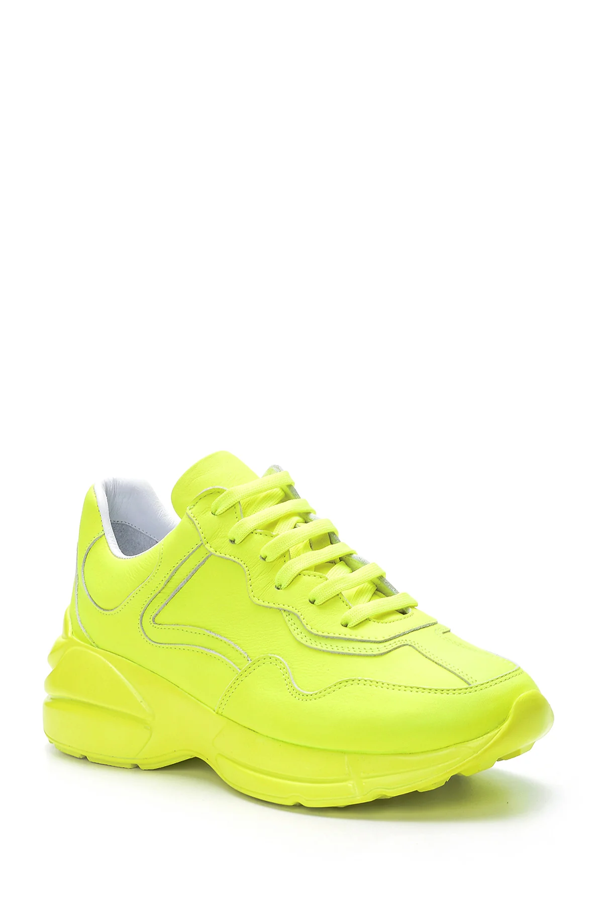 Kadın Yüksek Tabanlı Deri Sneaker - Image 2