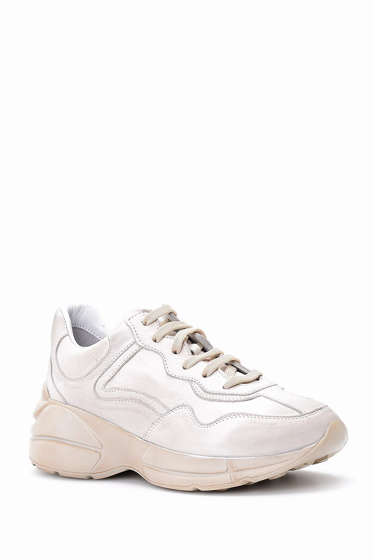 Kadın Yüksek Tabanlı Deri Sneaker - Image 2