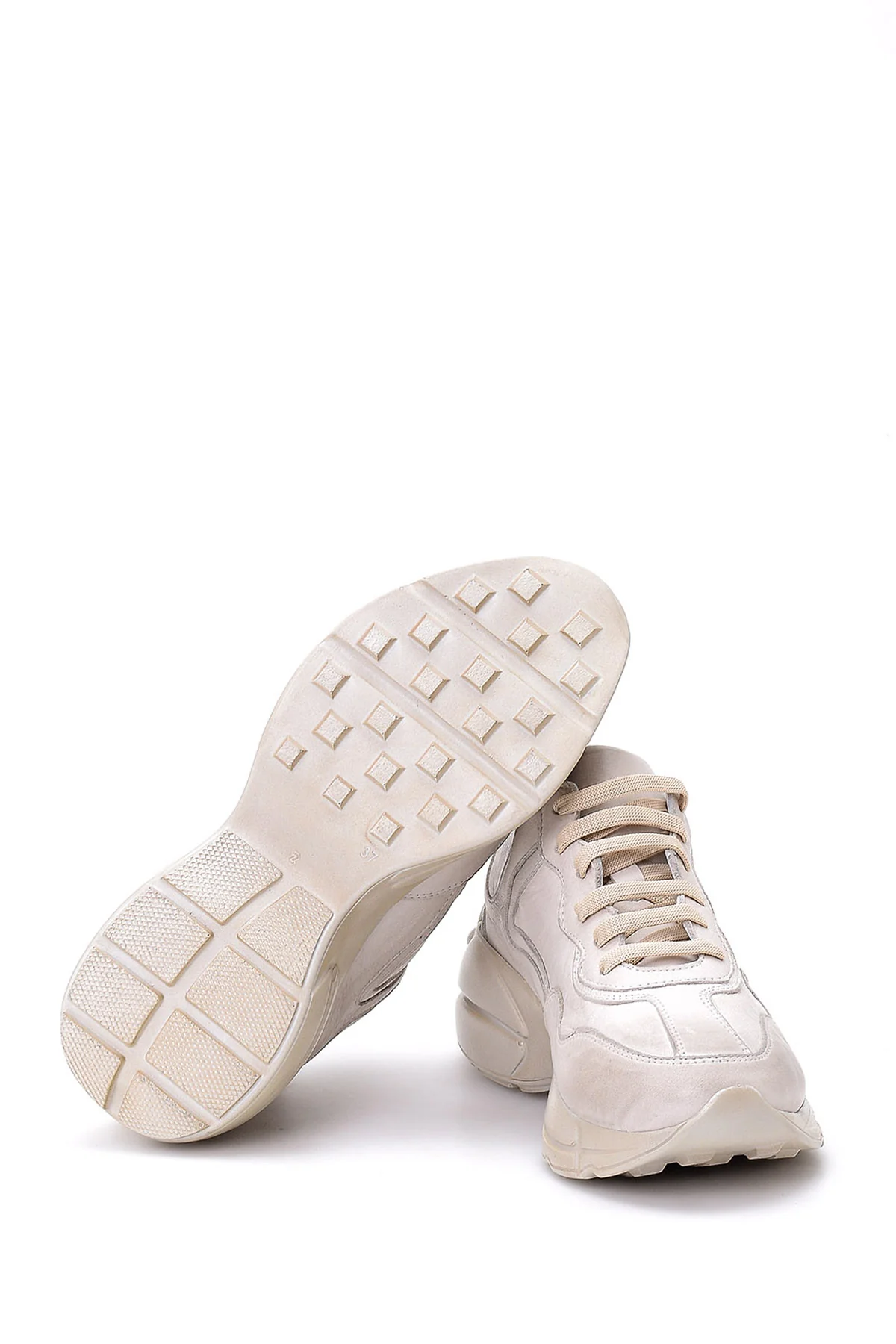 Kadın Yüksek Tabanlı Deri Sneaker - Image 4