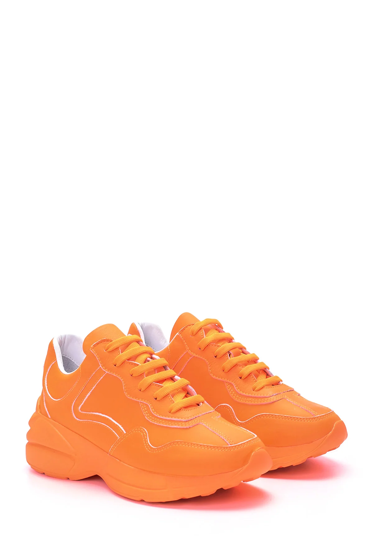 Kadın Yüksek Tabanlı Deri Sneaker - Image 3