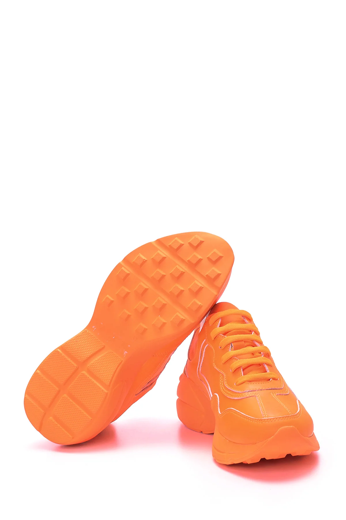 Kadın Yüksek Tabanlı Deri Sneaker - Image 4