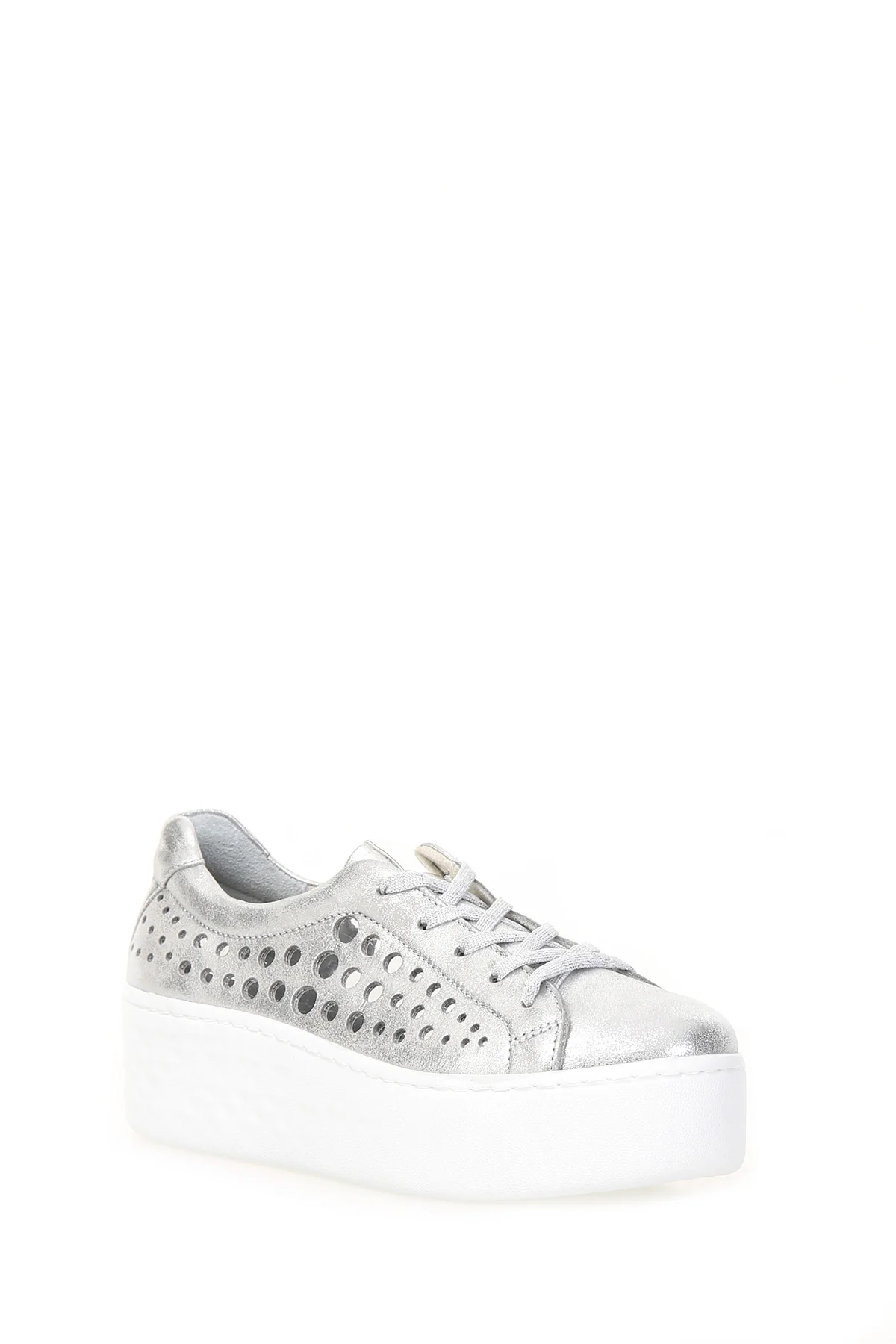 Kalın Gümüş Baskılı Tabanlı Kadın Sneaker - Image 6
