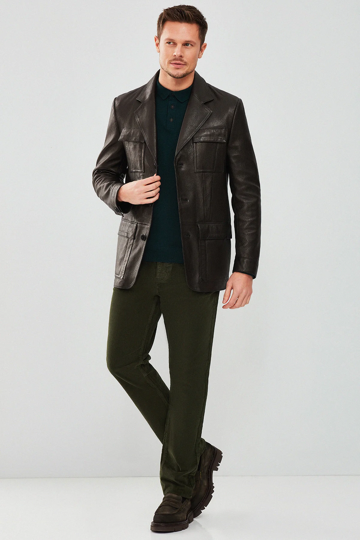 Kane Erkek Siyah Blazer Safari Deri Ceket - Image 8