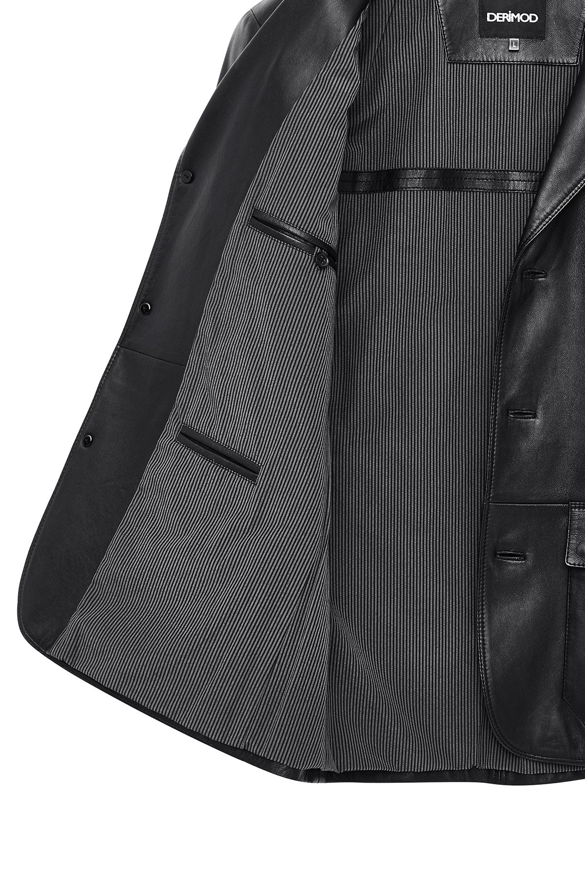 Kevin Erkek Siyah Blazer Deri Ceket - Image 14