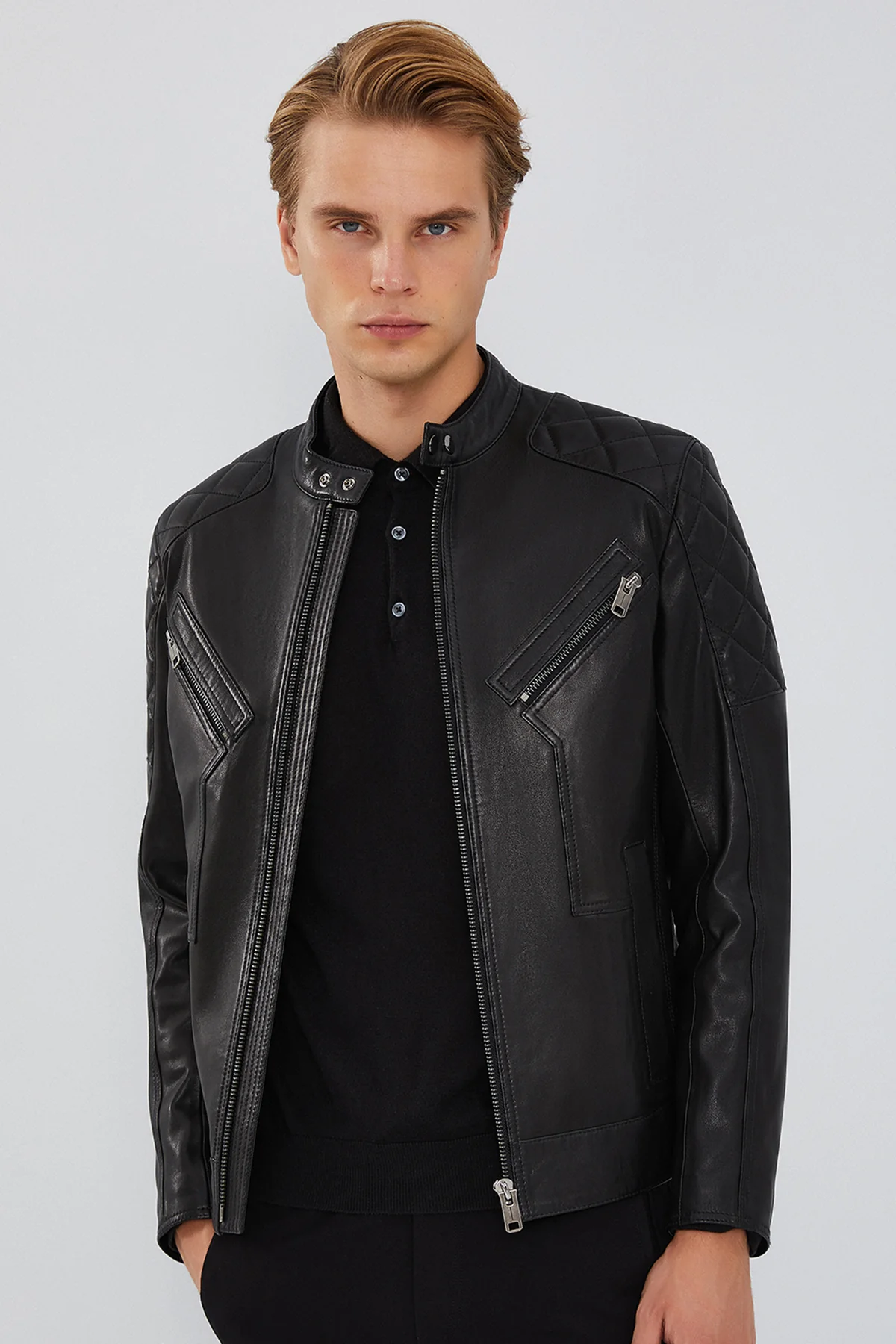 Lilard Erkek Siyah Slim-Fit Spor Deri Mont - Image 2