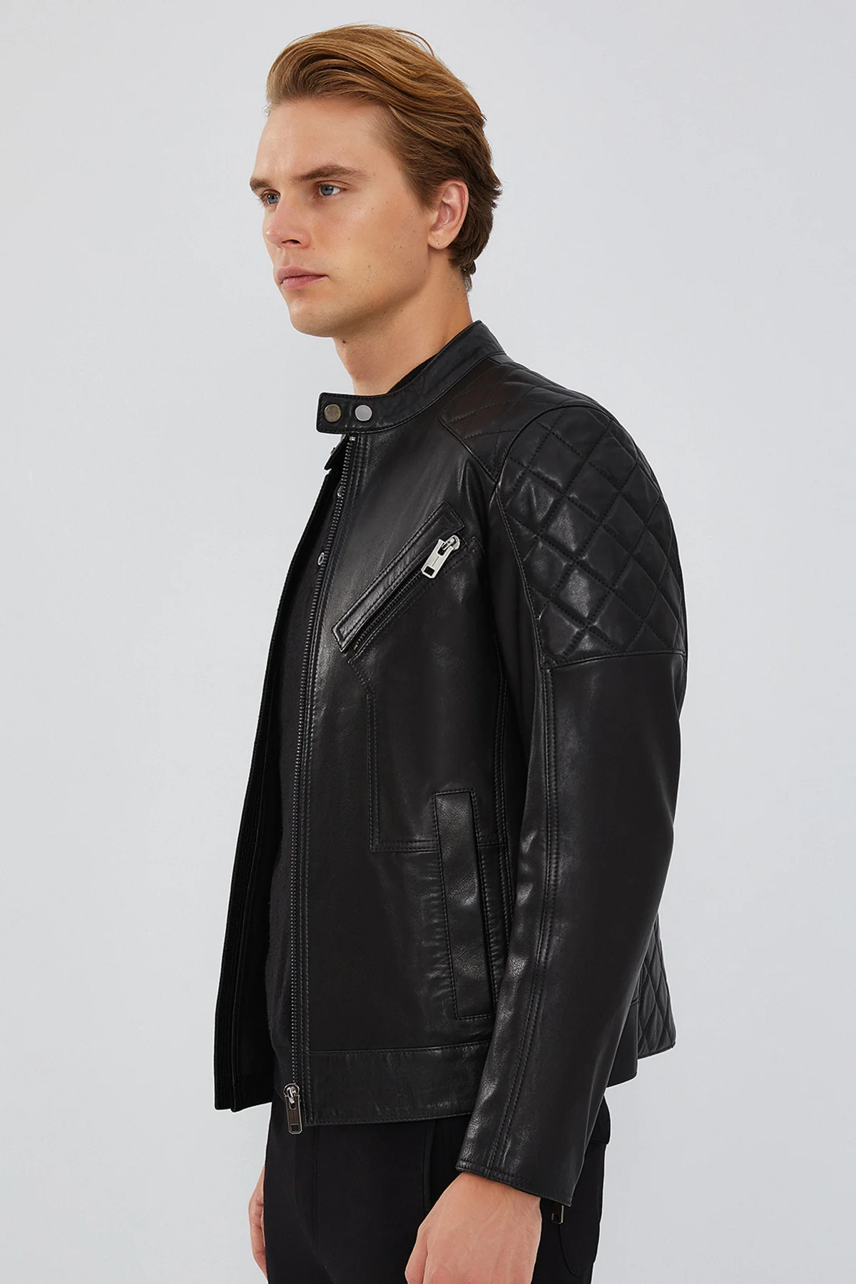 Lilard Erkek Siyah Slim-Fit Spor Deri Mont - Image 3