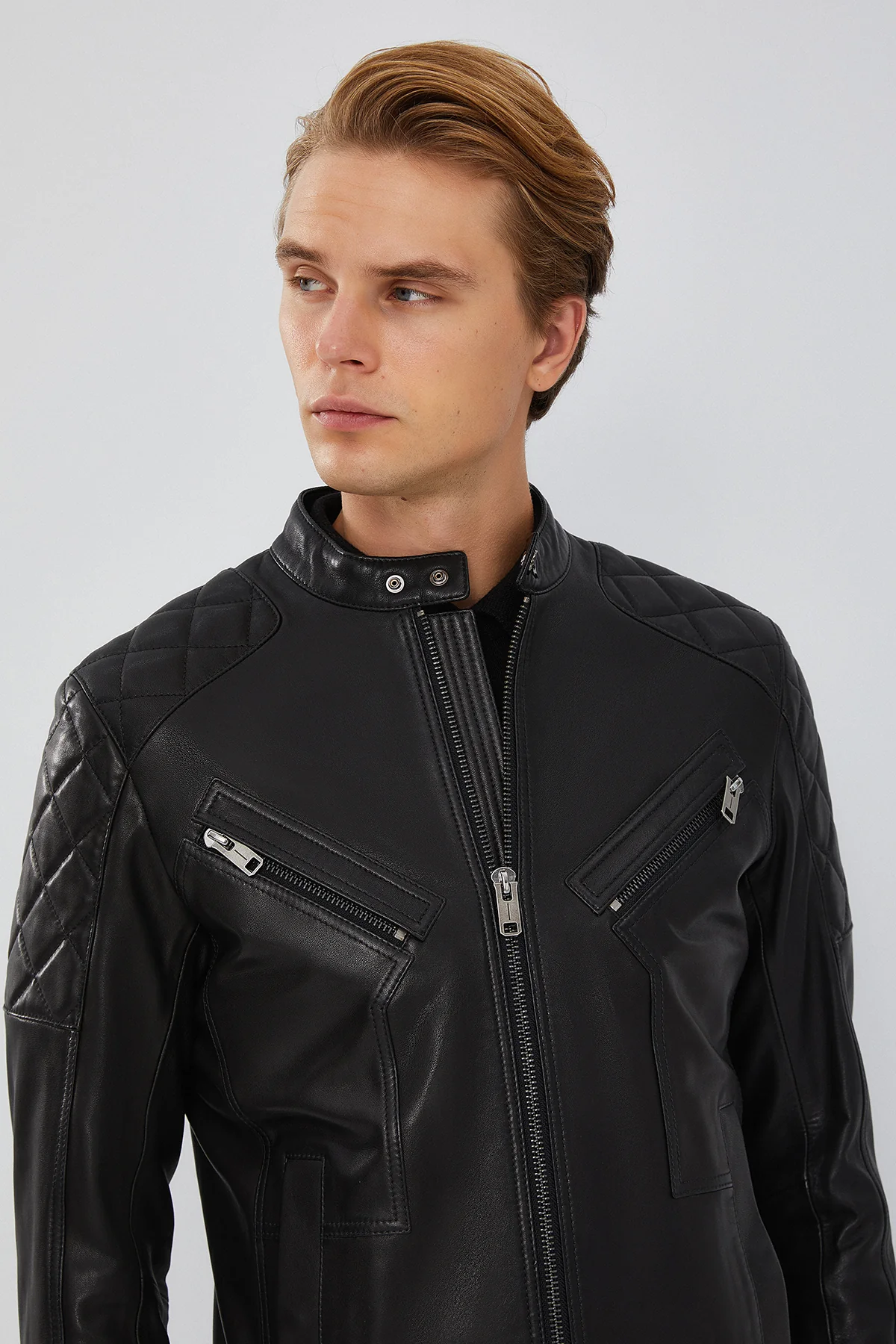 Lilard Erkek Siyah Slim-Fit Spor Deri Mont - Image 9