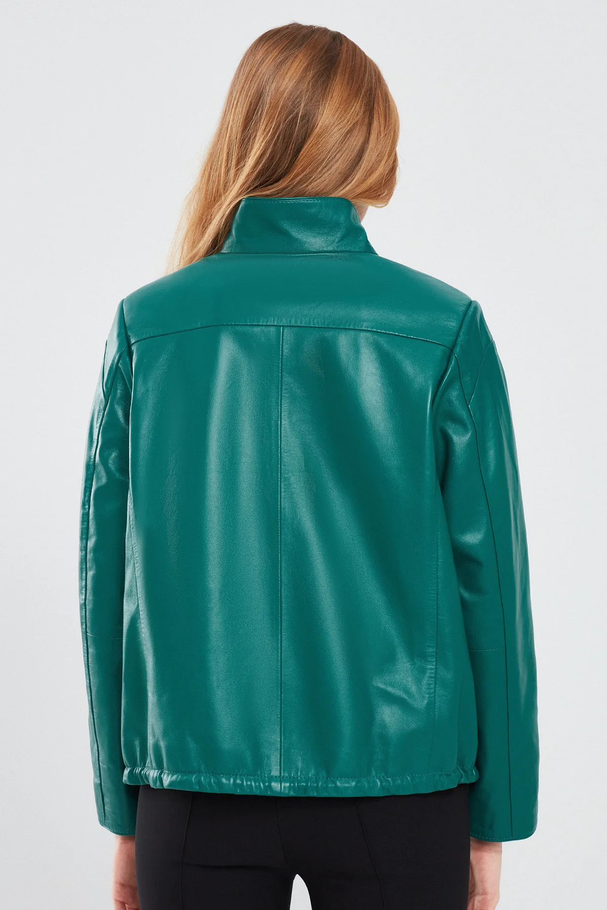 Lopez Kadın Yeşil Oversize Deri Ceket - Image 5
