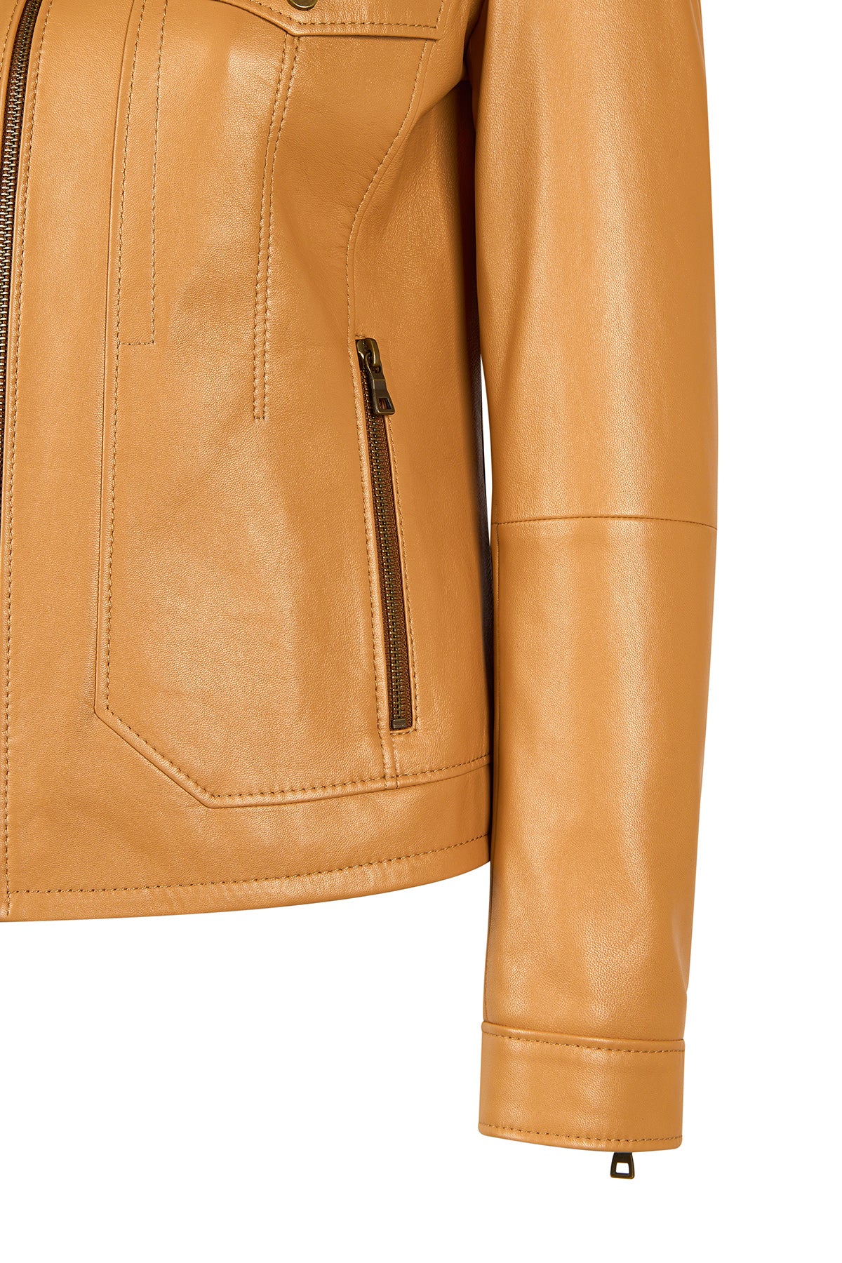 Loretta Kadın Camel Kısa Deri Ceket - Image 9