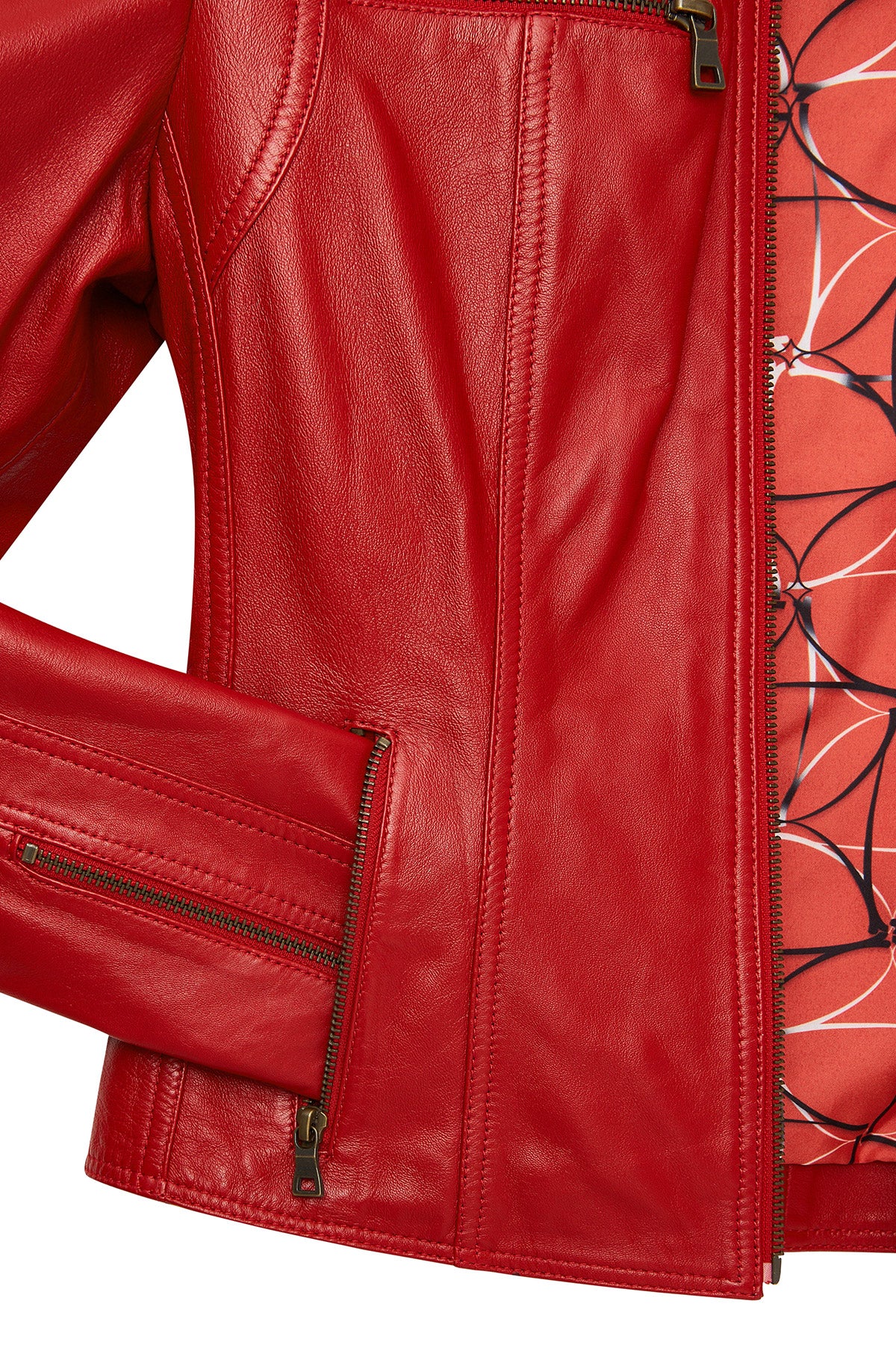 Maria Kadın Kırmızı Kısa Deri Ceket - Image 13