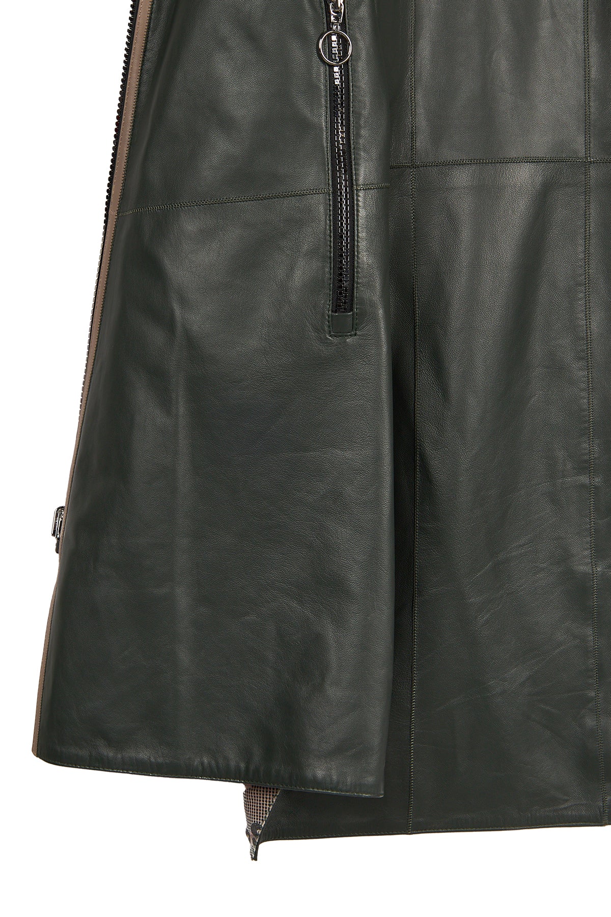 Marina Kadın Yeşil Oversize Deri Kaban - Image 6