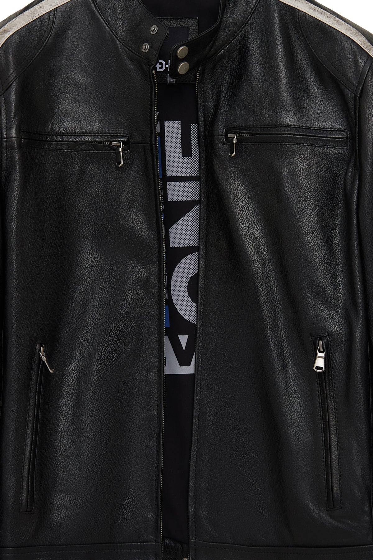 Middleton Erkek Siyah Slim-Fit Kısa Deri Ceket - Image 12
