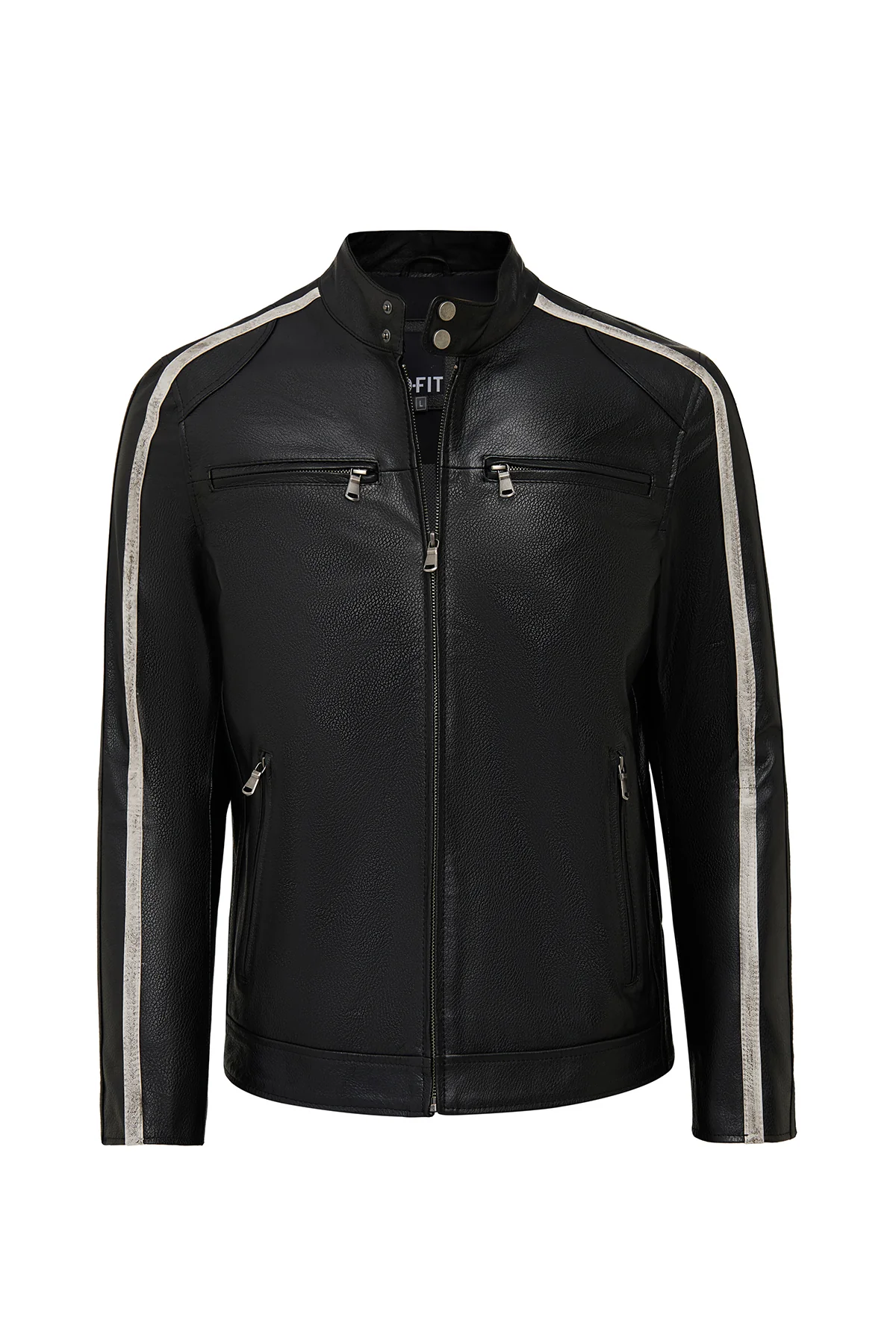 Middleton Erkek Siyah Slim-Fit Kısa Deri Ceket - Image 5