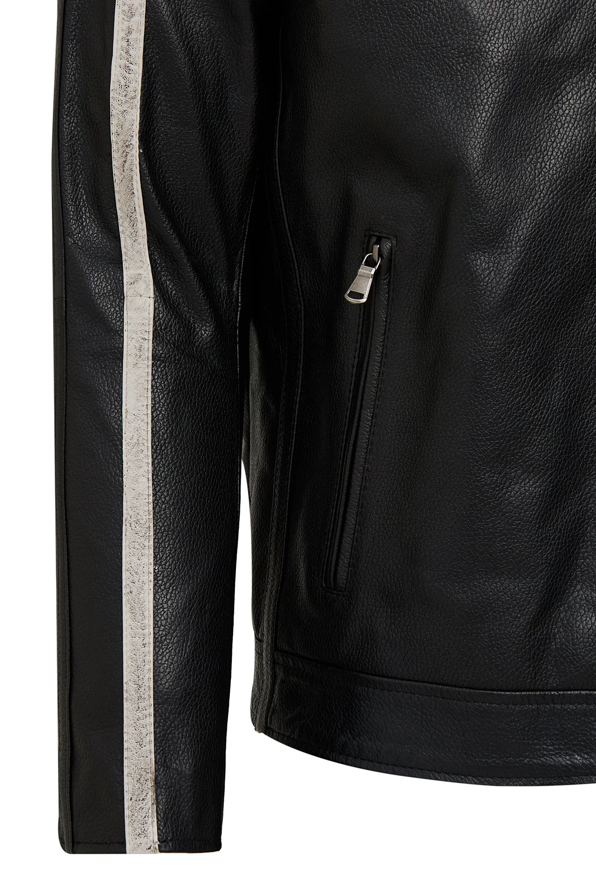 Middleton Erkek Siyah Slim-Fit Kısa Deri Ceket - Image 6