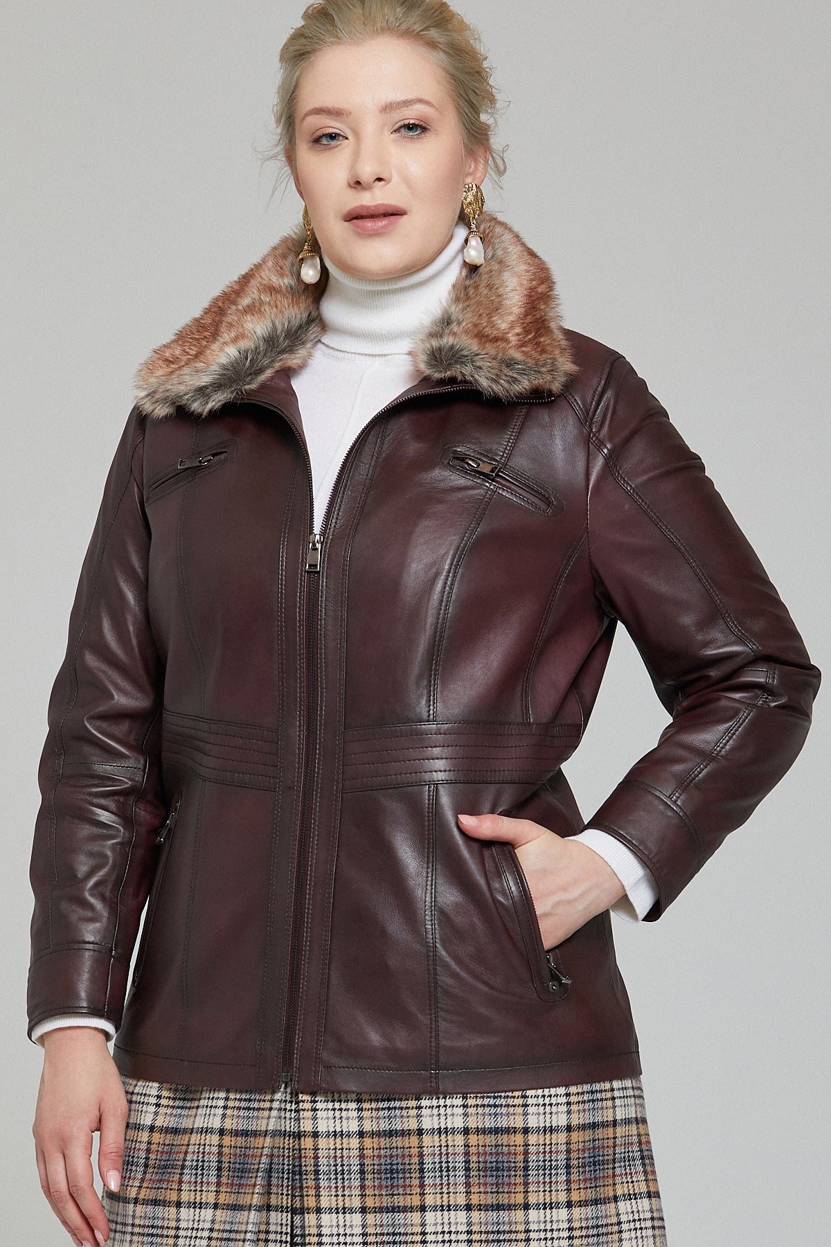 Mira (plus) Kadın Bordo Mont - Image 3