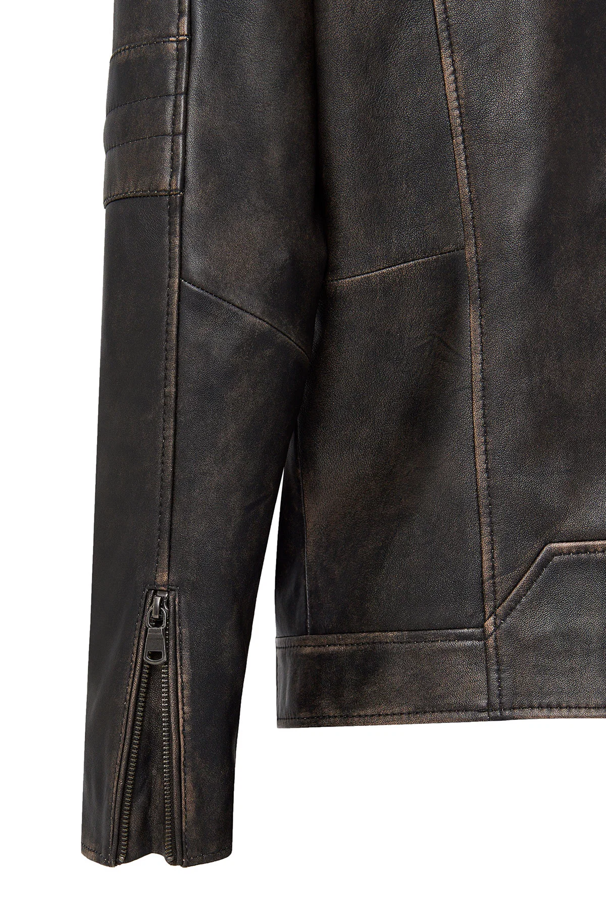 Morant Erkek Kahverengi Vintage Slim-Fit Deri Ceket - Image 11