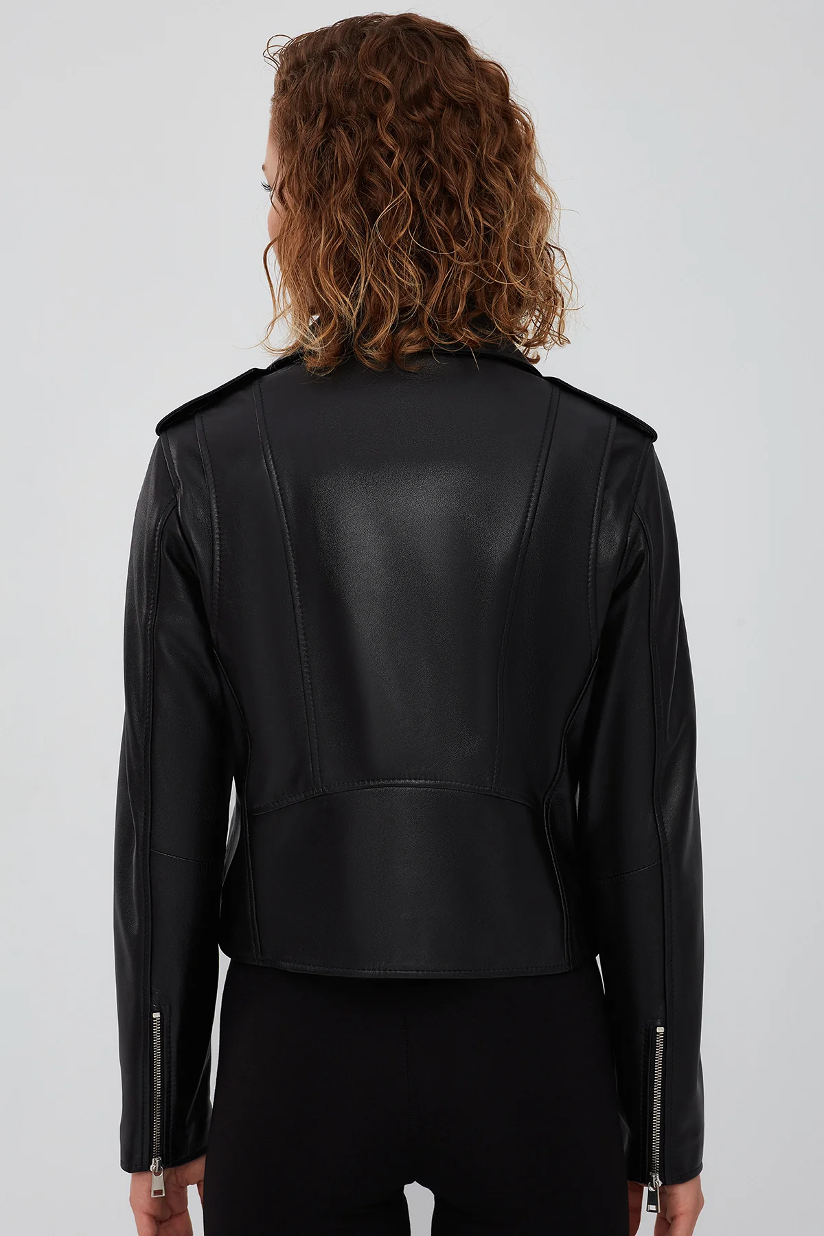 New Look Kadın Siyah Biker Deri Ceket - Image 4