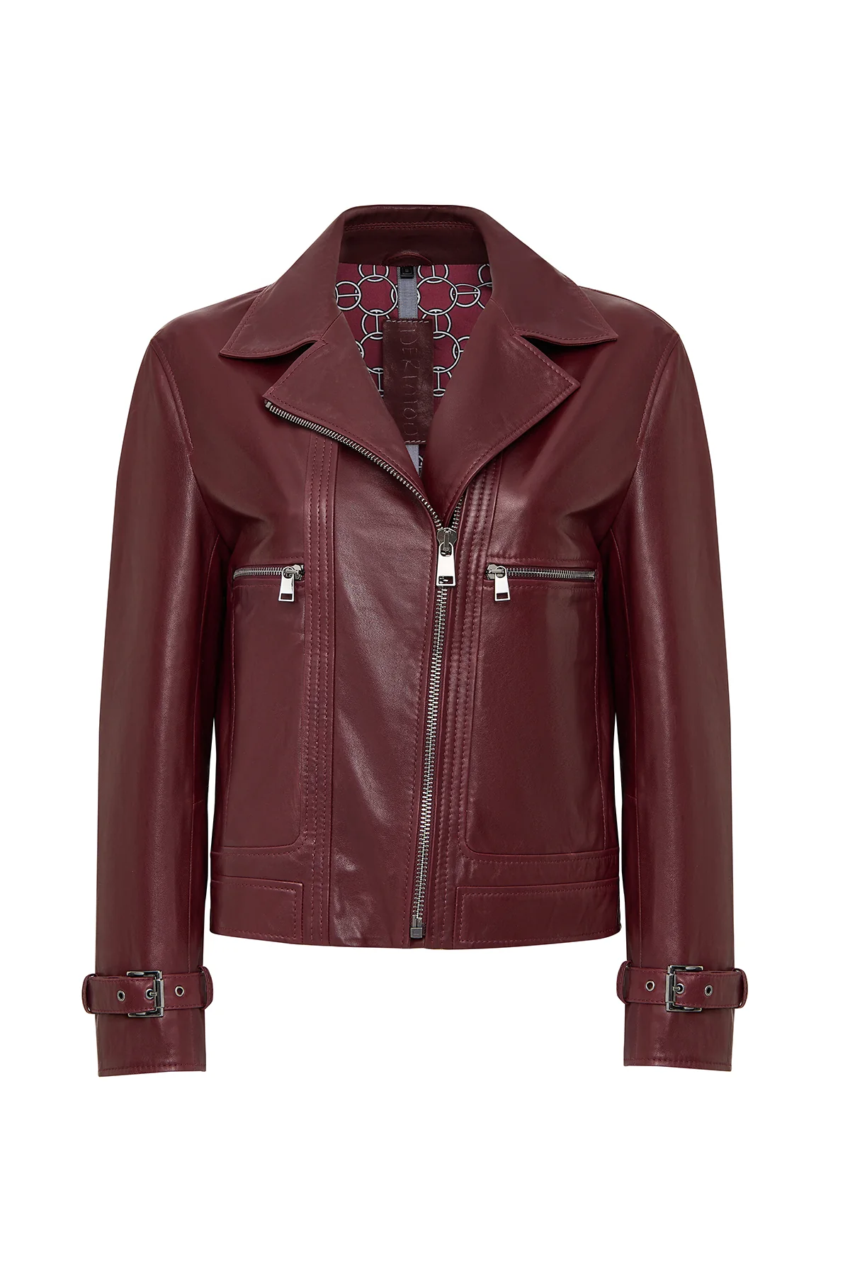 Paloma Kadın Bordo Kısa Oversize Biker Deri Ceket - Image 3
