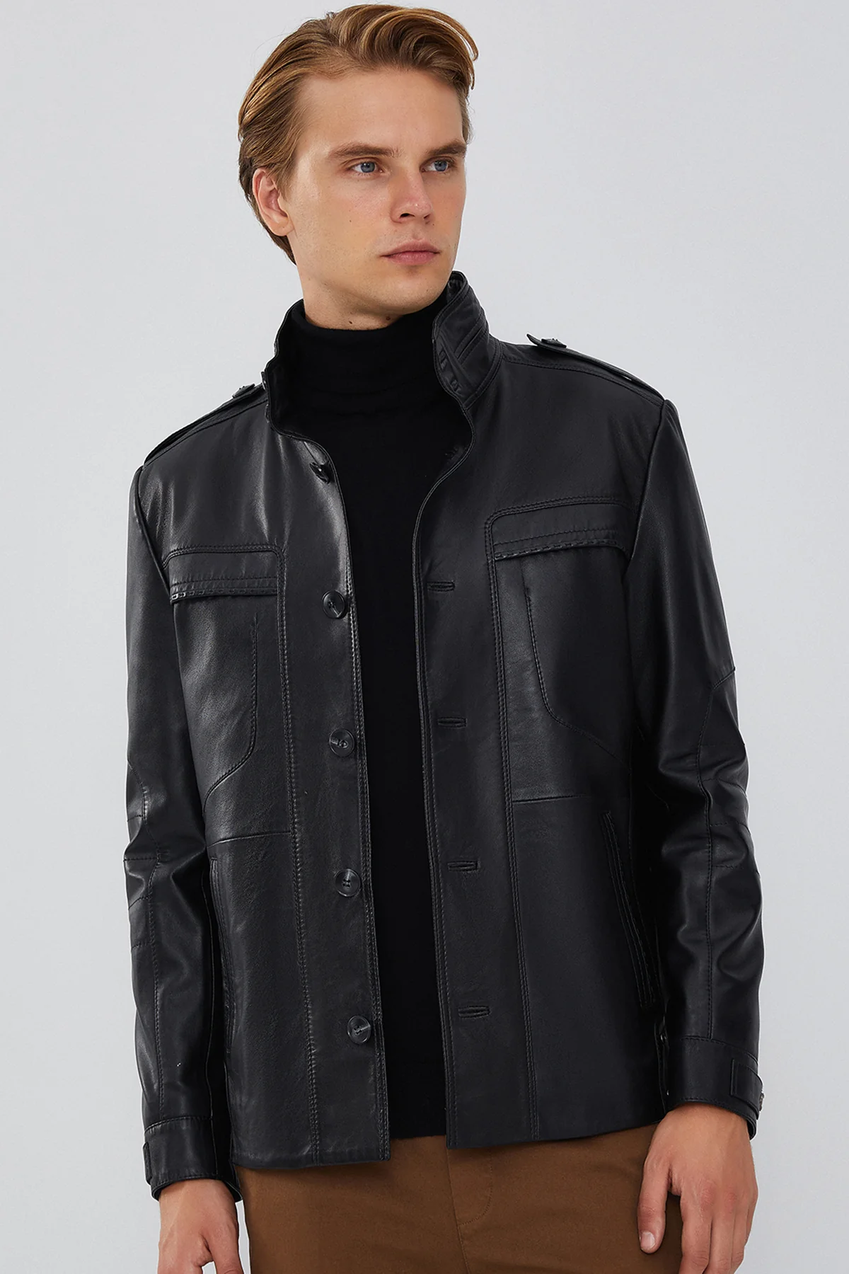 Pascal Erkek Siyah Spor Blazer Deri Ceket - Image 2