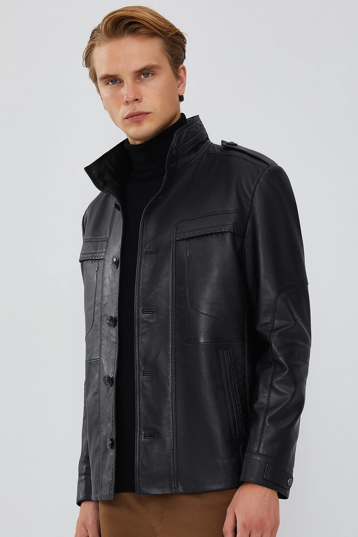 Pascal Erkek Siyah Spor Blazer Deri Ceket - Image 3