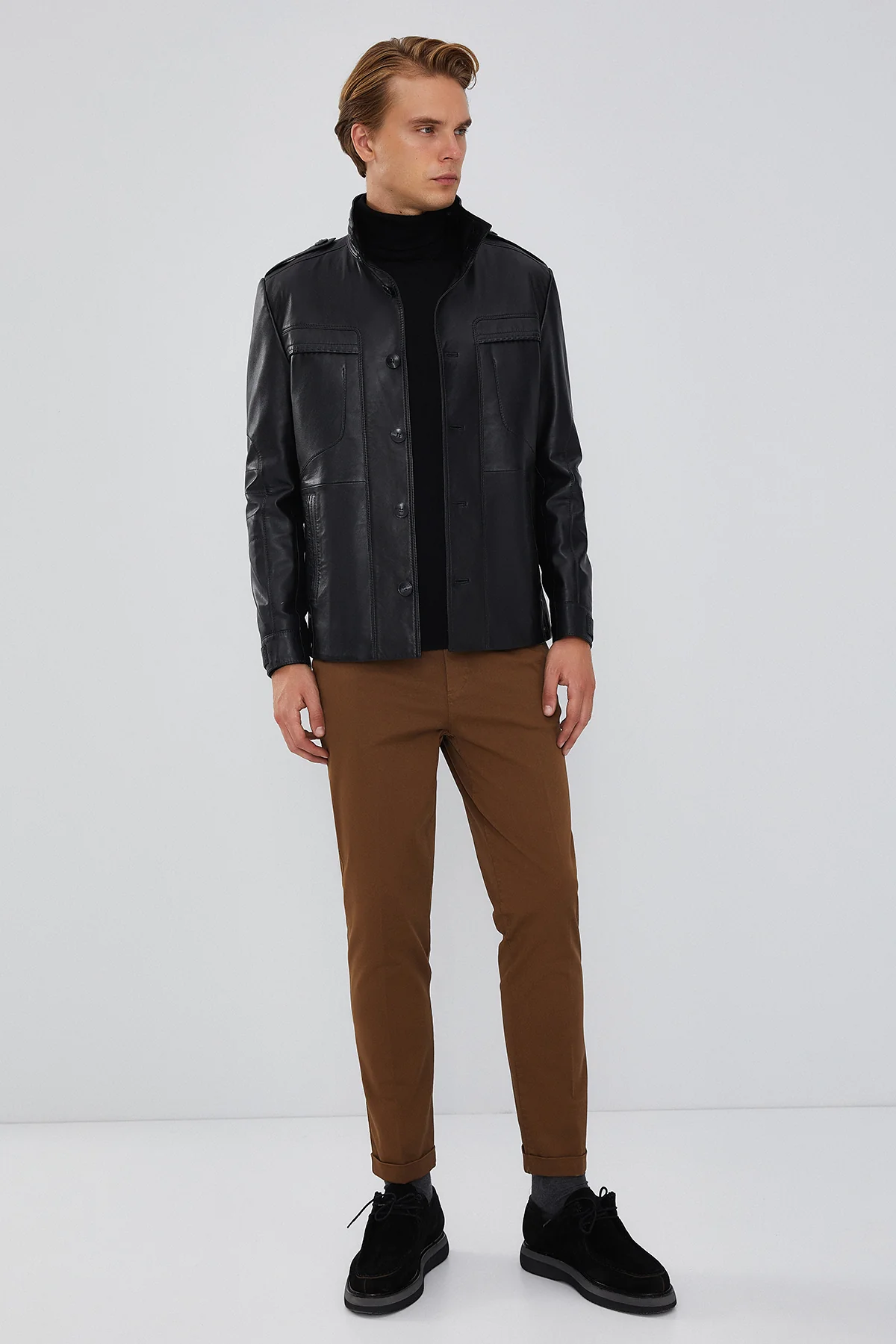 Pascal Erkek Siyah Spor Blazer Deri Ceket - Image 5