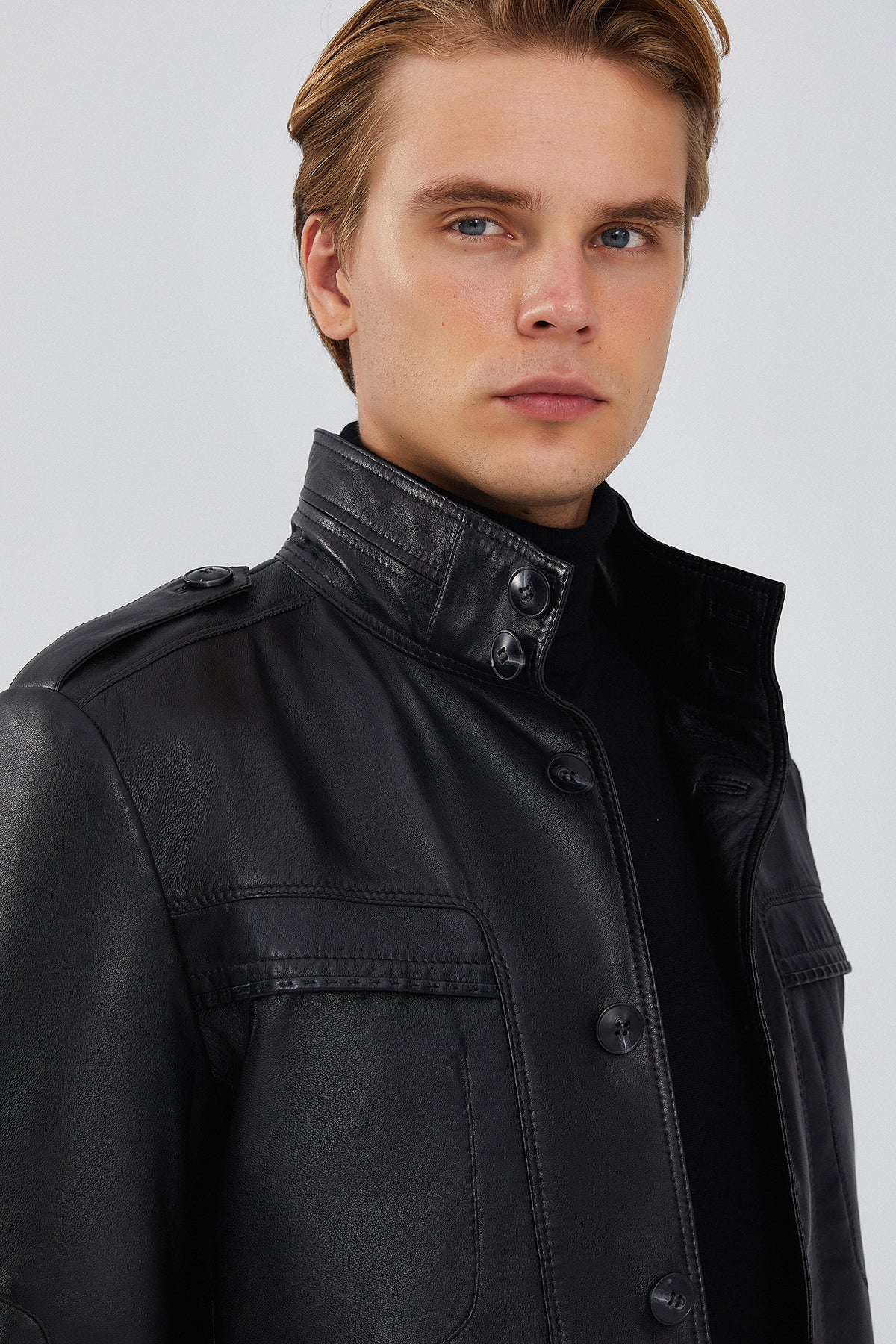 Pascal Erkek Siyah Spor Blazer Deri Ceket - Image 6