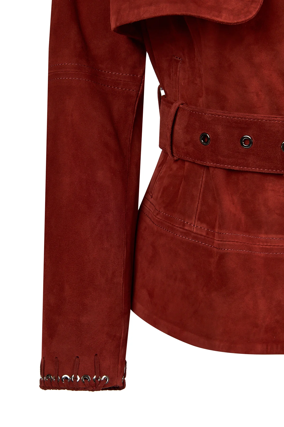 Patricia Kadın Bordo Biker Süet Deri Ceket - Image 10
