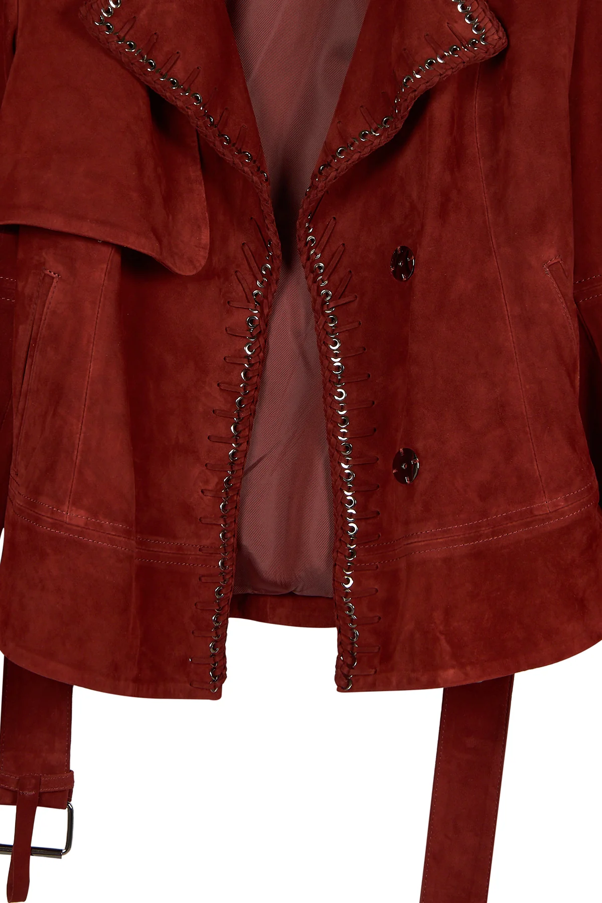 Patricia Kadın Bordo Biker Süet Deri Ceket - Image 7