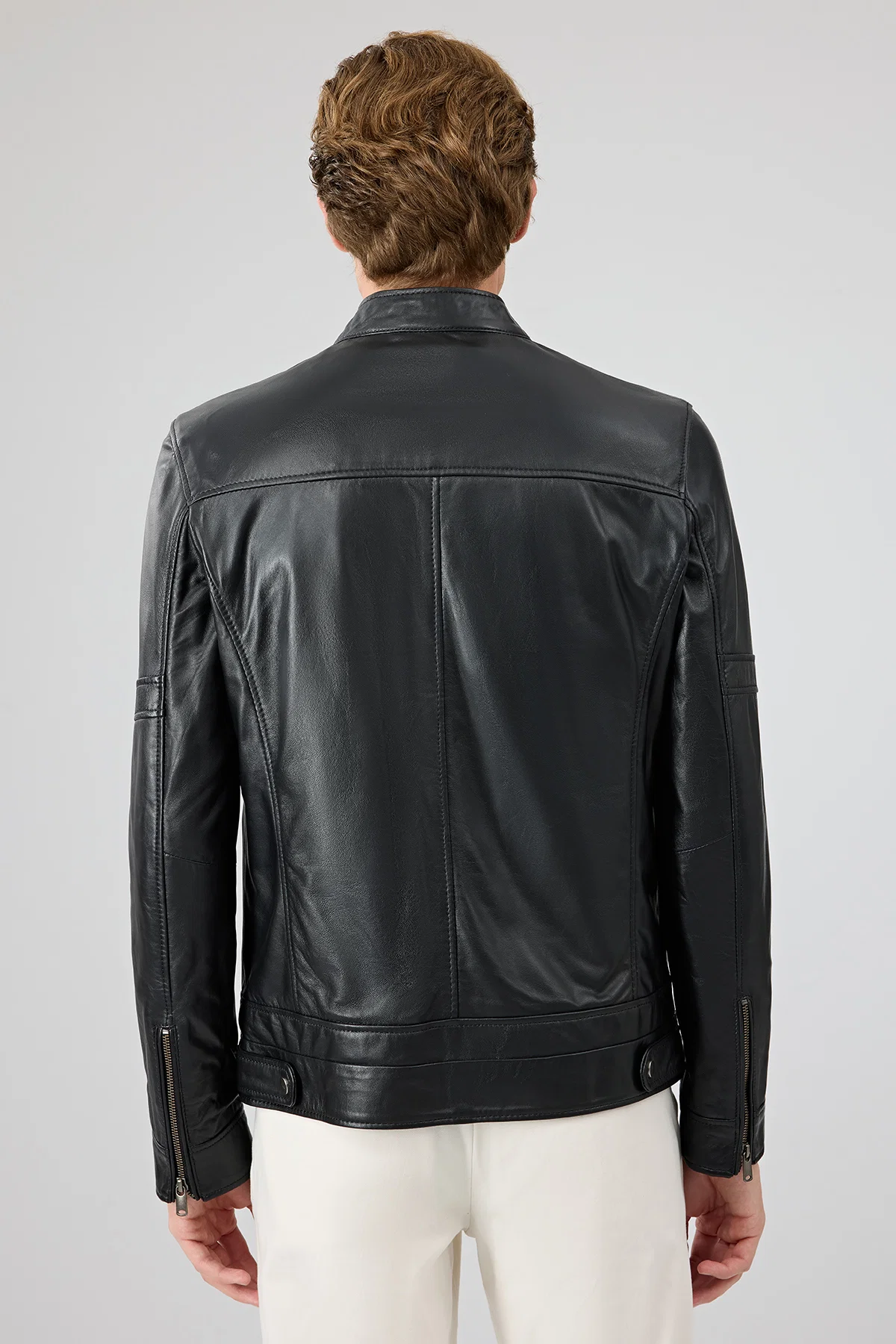 Patrick Erkek Siyah Hakim Yaka Deri Ceket - Image 4
