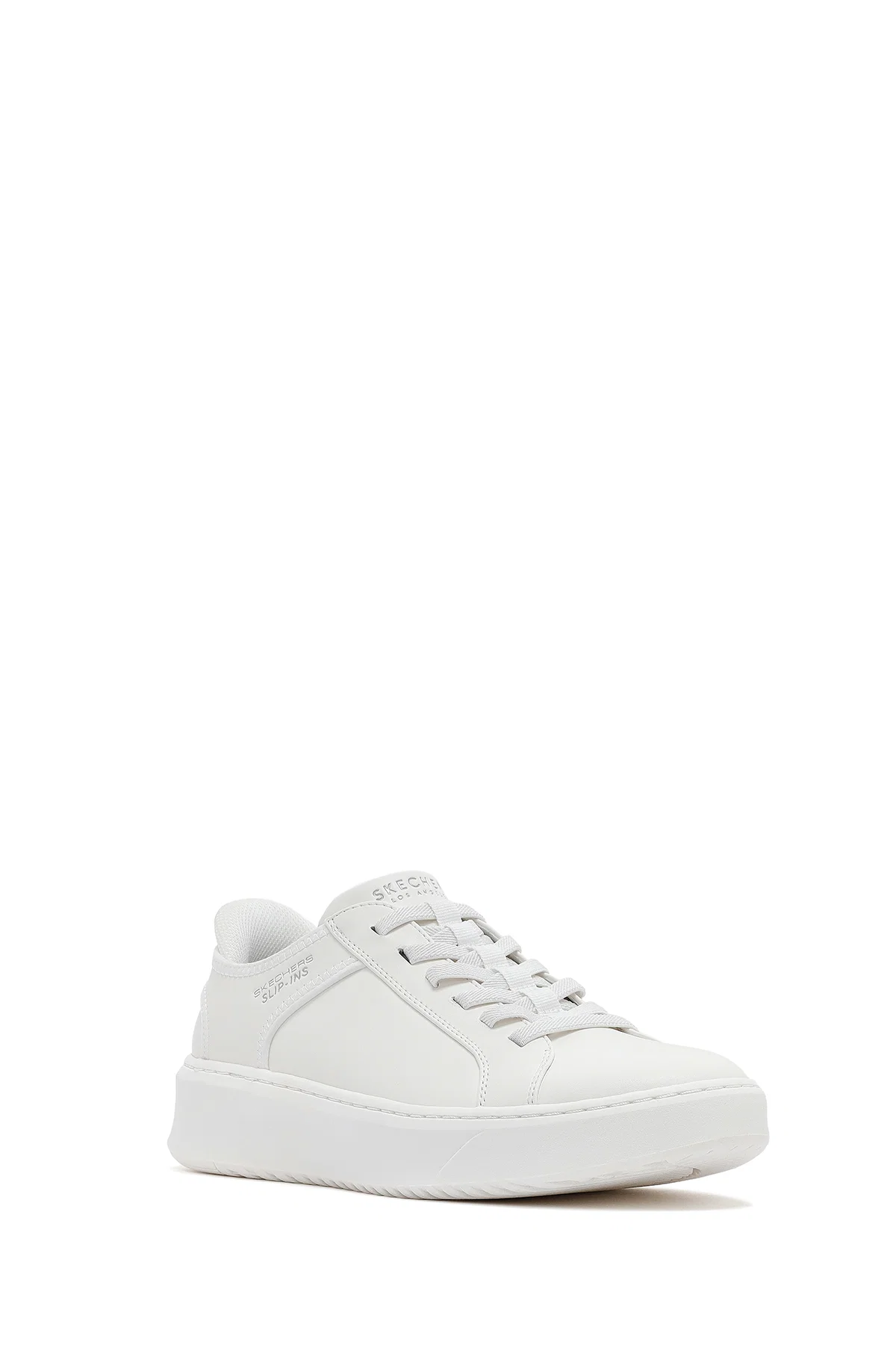 Skechers Erkek Beyaz Court Break Bağcıklı Kalın Tabanlı Deri Sneaker - Image 6