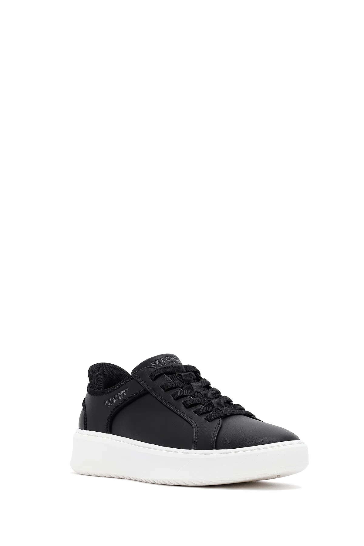 Skechers Erkek Siyah Court Break Bağcıklı Kalın Tabanlı Deri Sneaker - Image 6