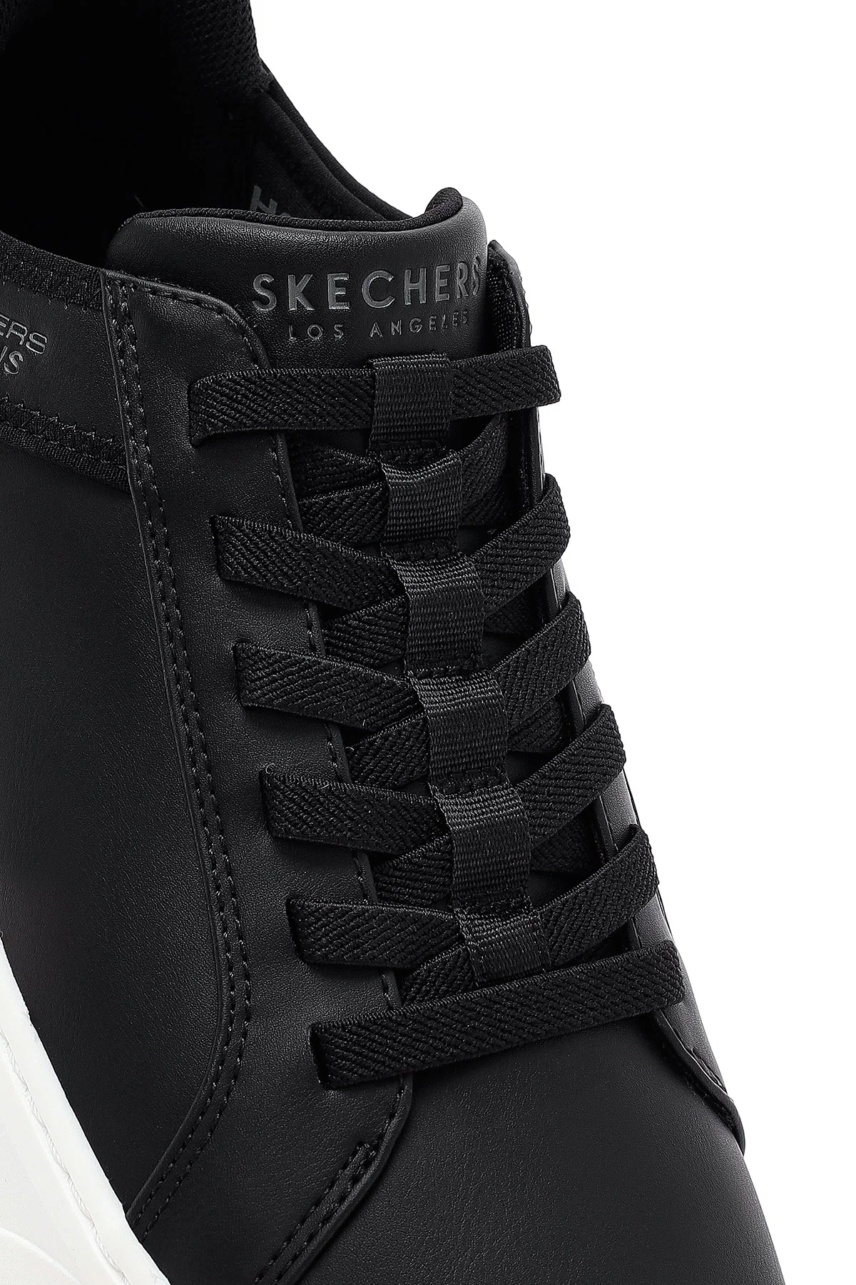 Skechers Erkek Siyah Court Break Bağcıklı Kalın Tabanlı Deri Sneaker - Image 9