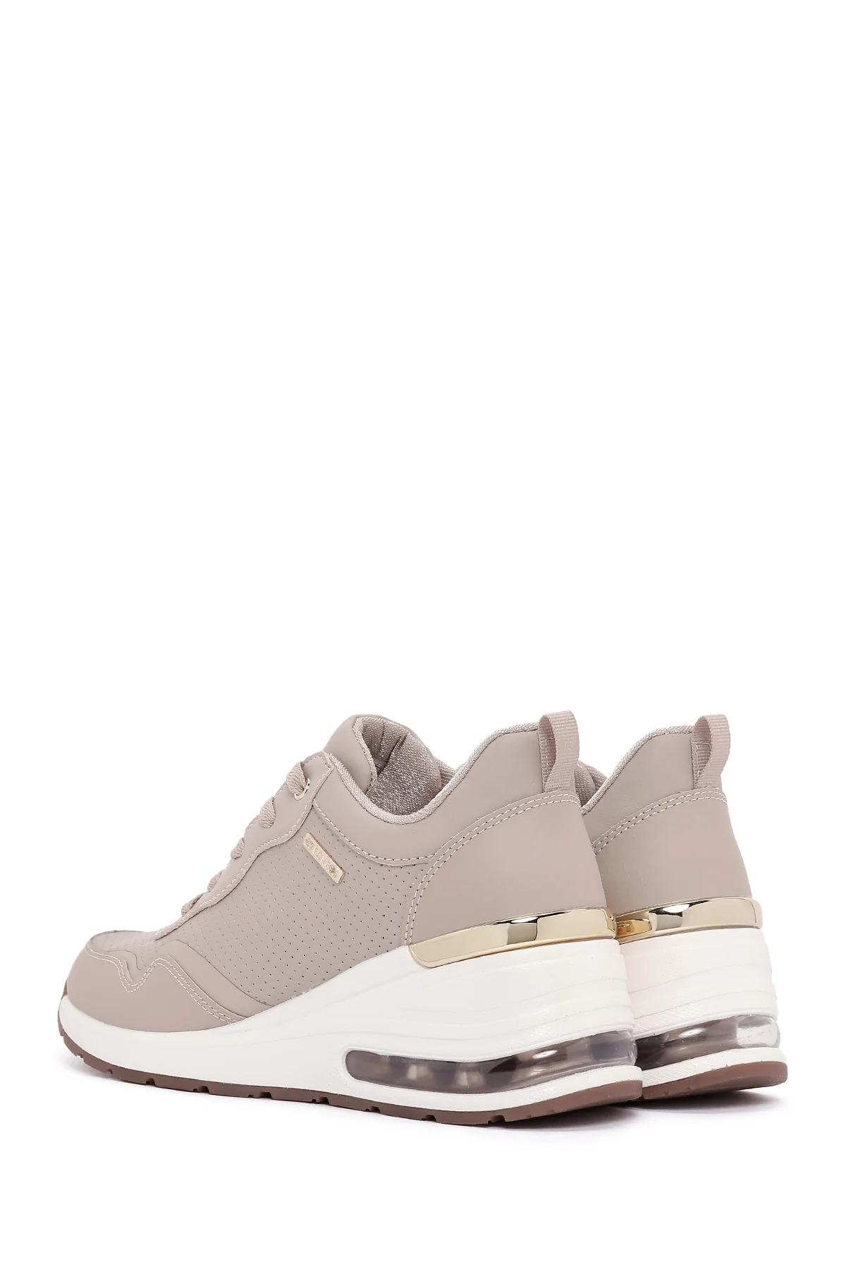 Skechers Kadın Bej Million Air-Hotter Air Kalın Tabanlı Dolgu Topuklu Sneaker - Image 5