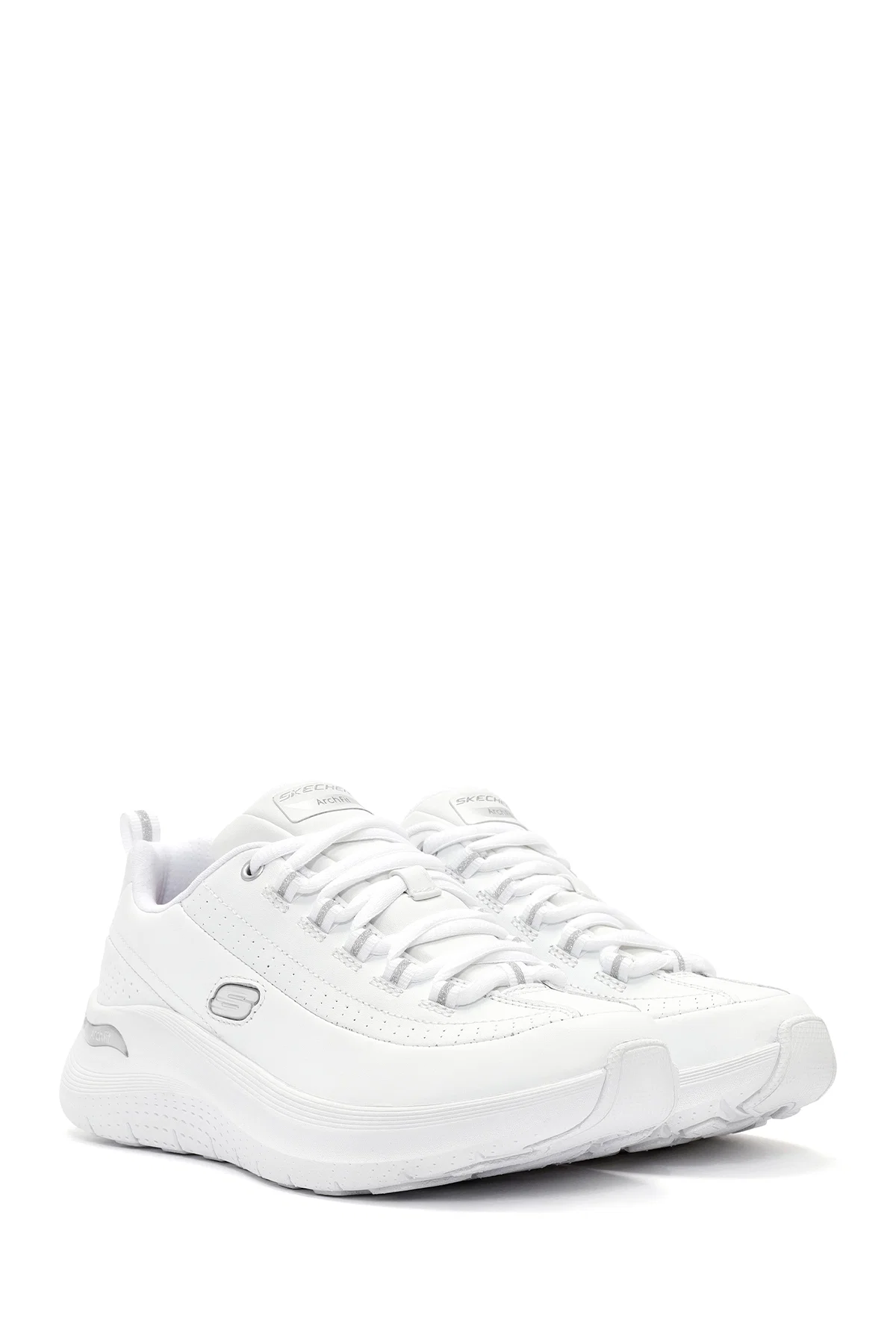 Skechers Kadın Beyaz Arch Fit Bağcıklı Kalın Tabanlı Sneaker - Image 3
