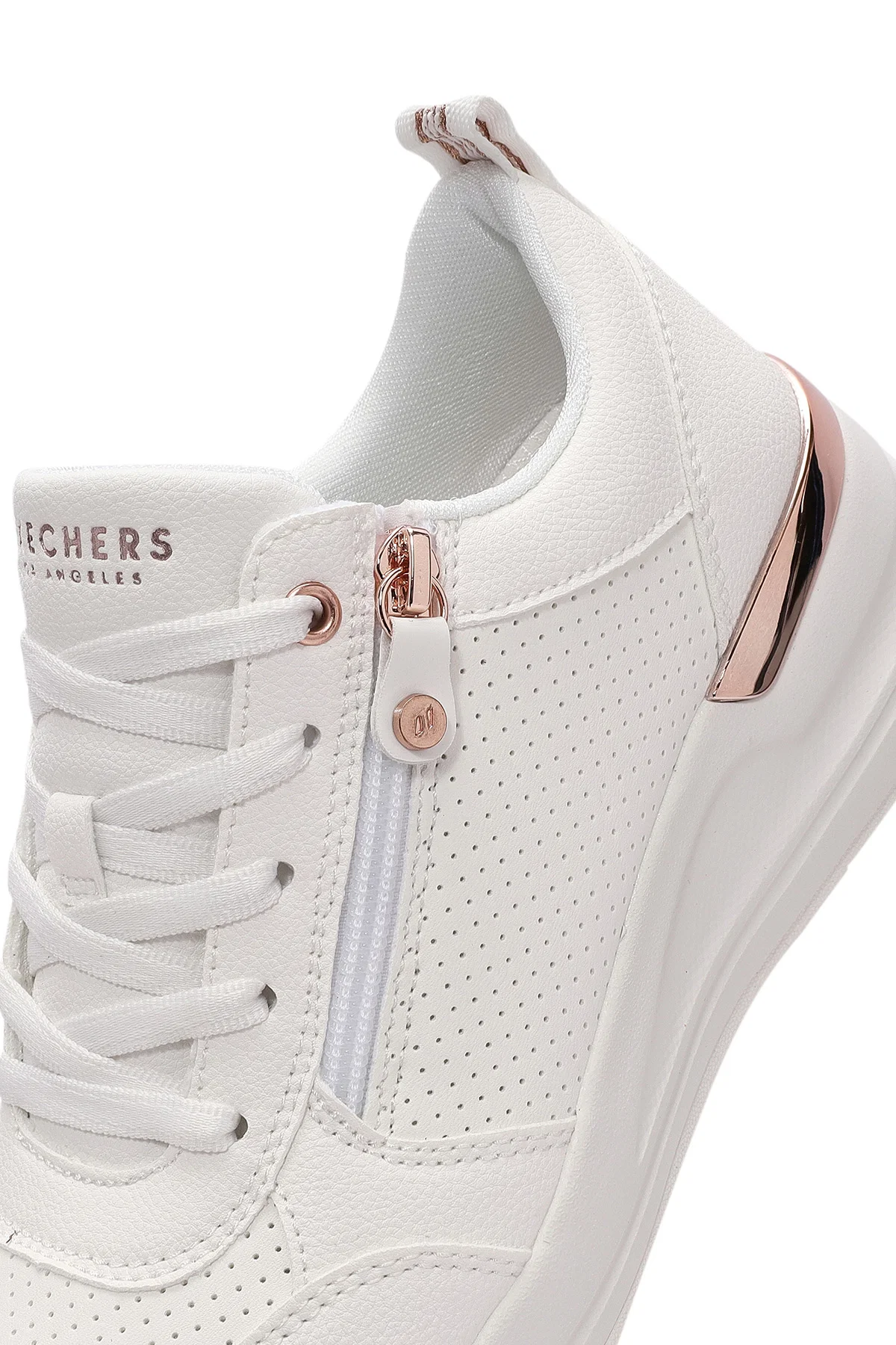 Skechers Kadın Beyaz Billion Bağcıklı Fermuar Detaylı Deri Sneaker - Image 8