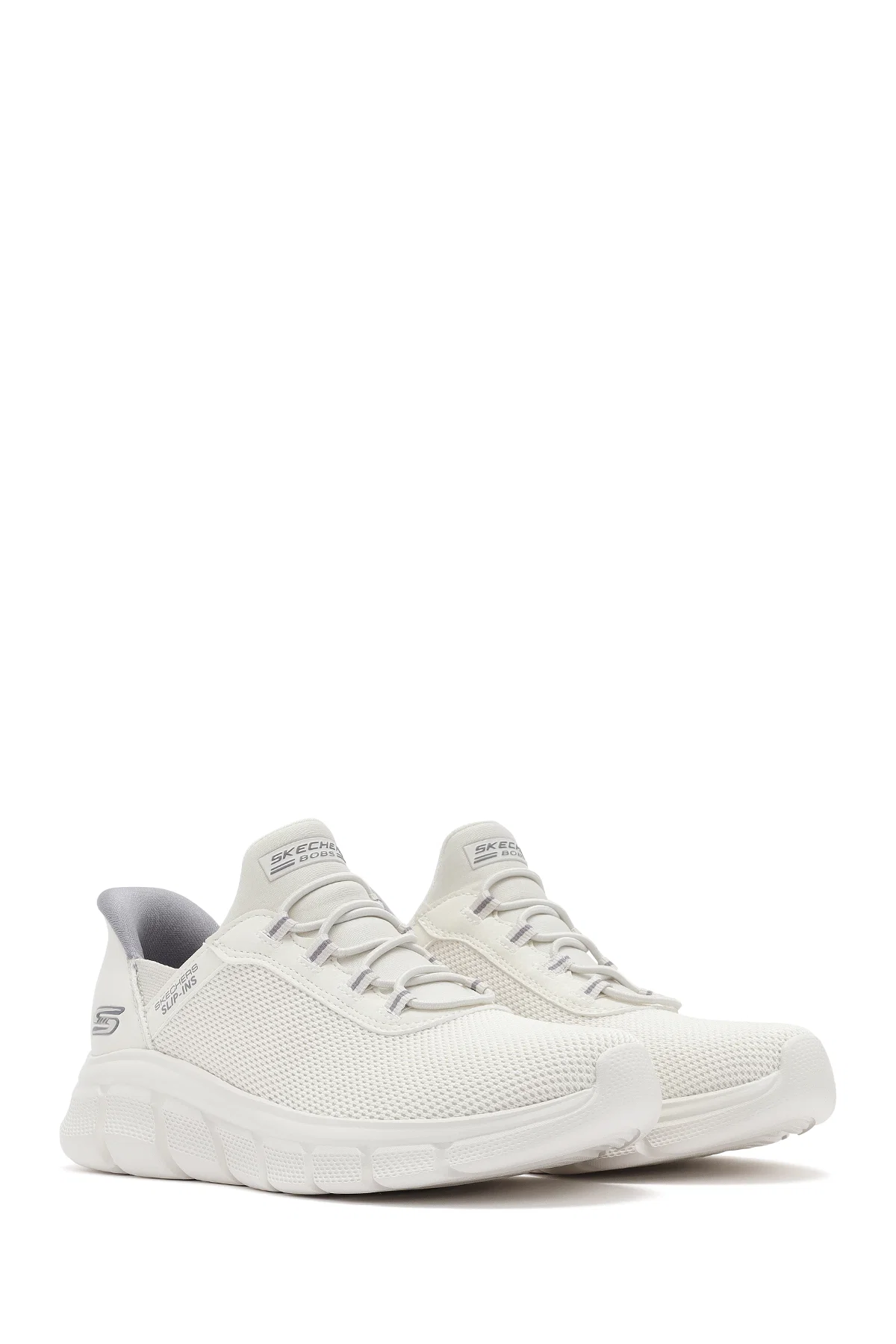 Skechers Kadın Beyaz Bobs B Flex - Fan Fav Kalın Tabanlı Kumaş Sneaker - Image 3