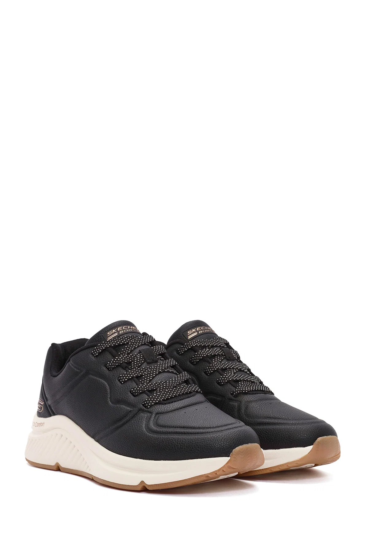 Skechers Kadın Siyah Bobs Arch Bağcıklı Kalın Tabanlı Deri Sneaker - Image 3