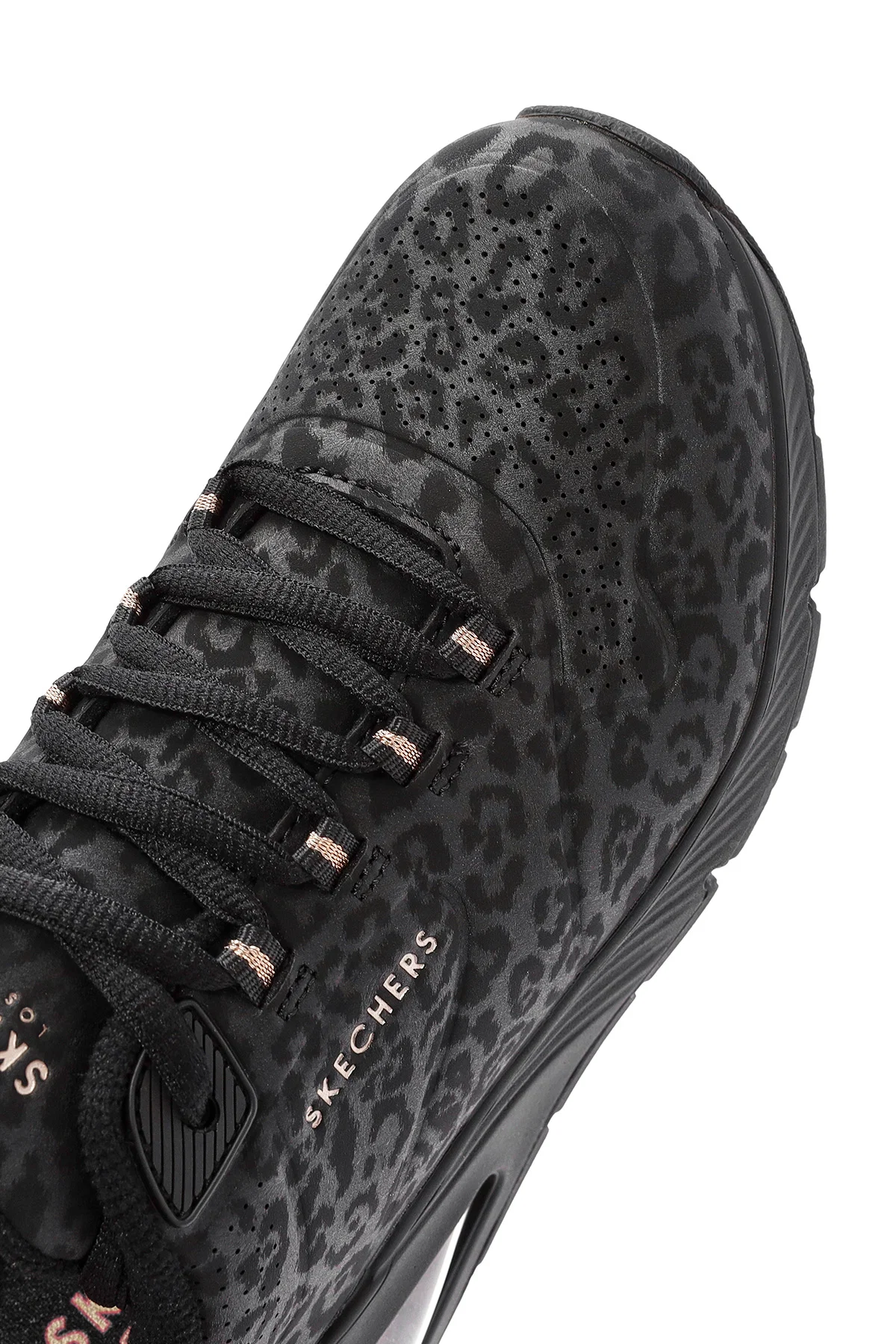 Skechers Kadın Siyah Leopar Desenli Bağcıklı Sneaker - Image 9