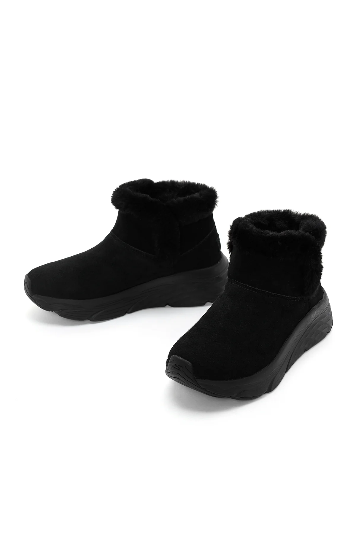 Skechers Kadın Siyah Max Cushioning Süet Deri Kalın Tabanlı Casual Bot - Image 6