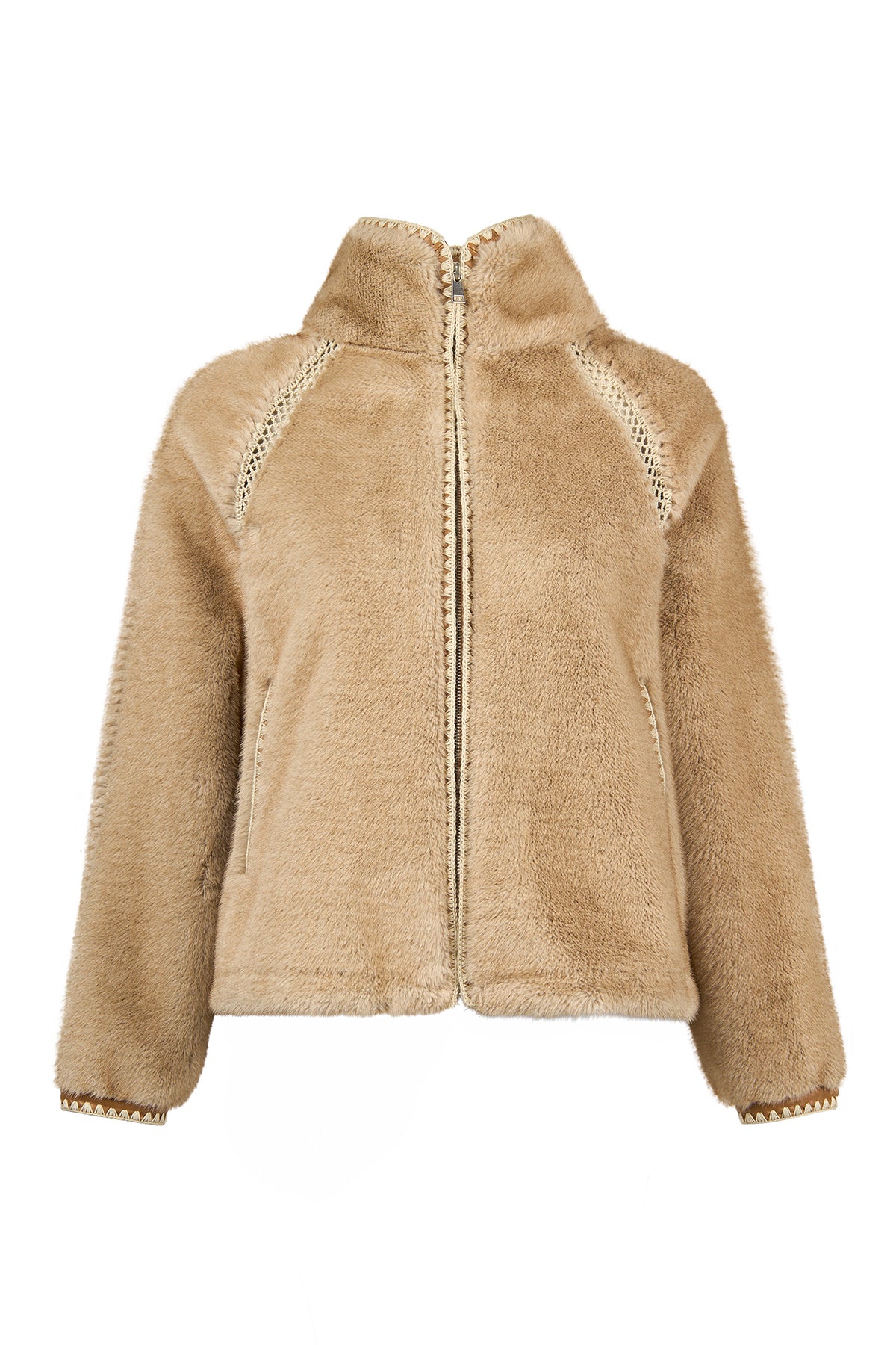 St-Moritz Kadın Bej Oversize Teddy Mont - Image 4