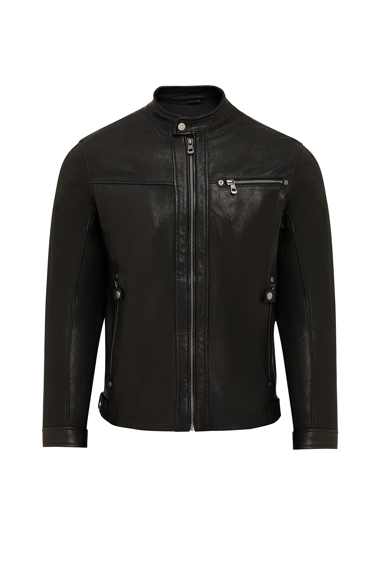 Towns Erkek Siyah Slim-Fit Kısa Deri Ceket - Image 3