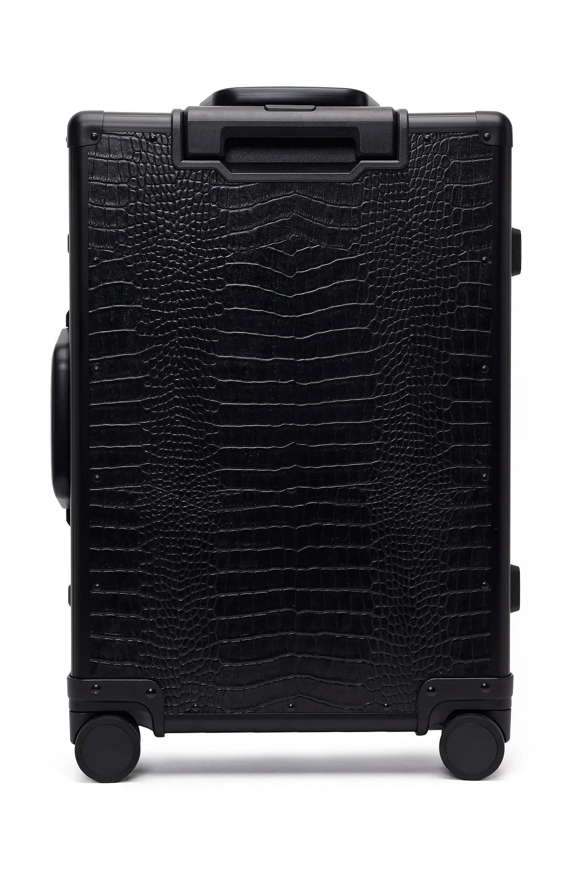 Unisex Siyah Kroko Mini Kabin Boy Deri Valiz - Image 3