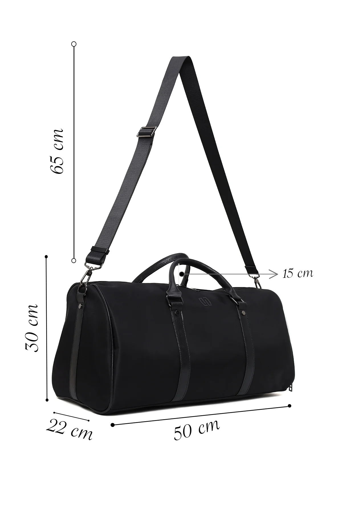 Unisex Siyah Uzun Askılı Seyahat Çantası - Image 2